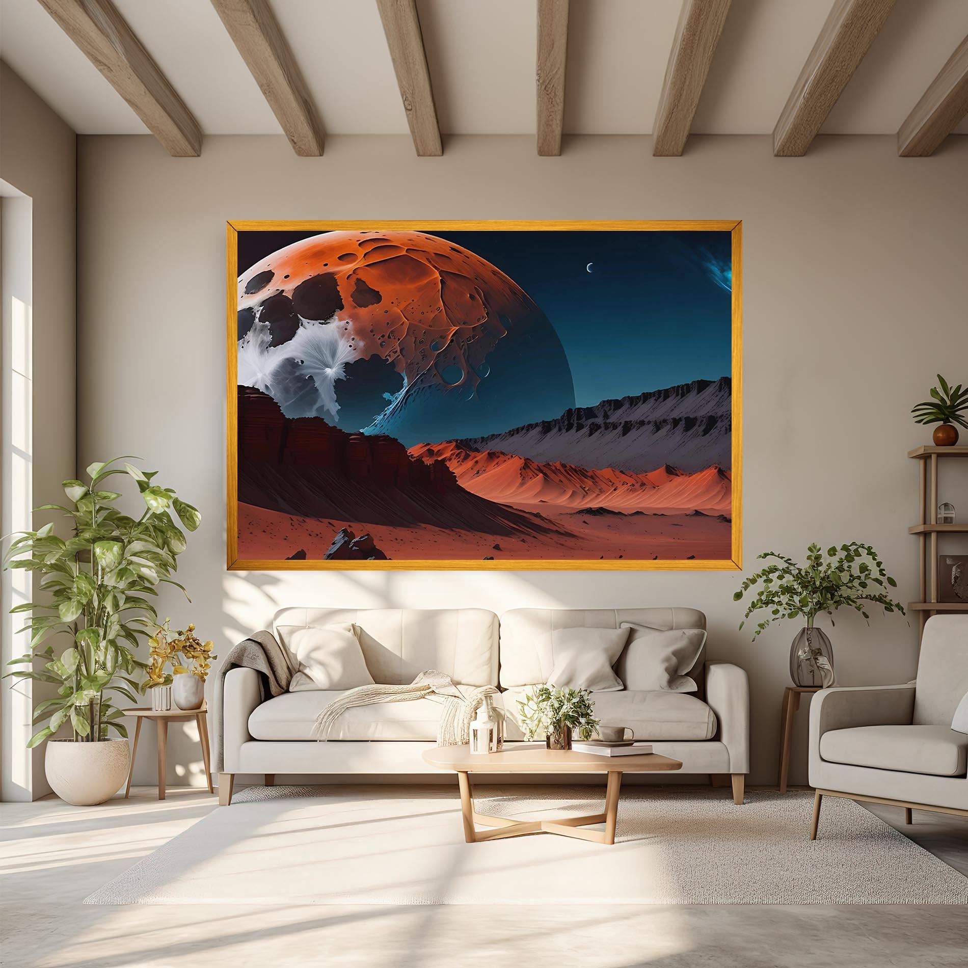 Vászonkép Grey Orange Moon Art mockup 6