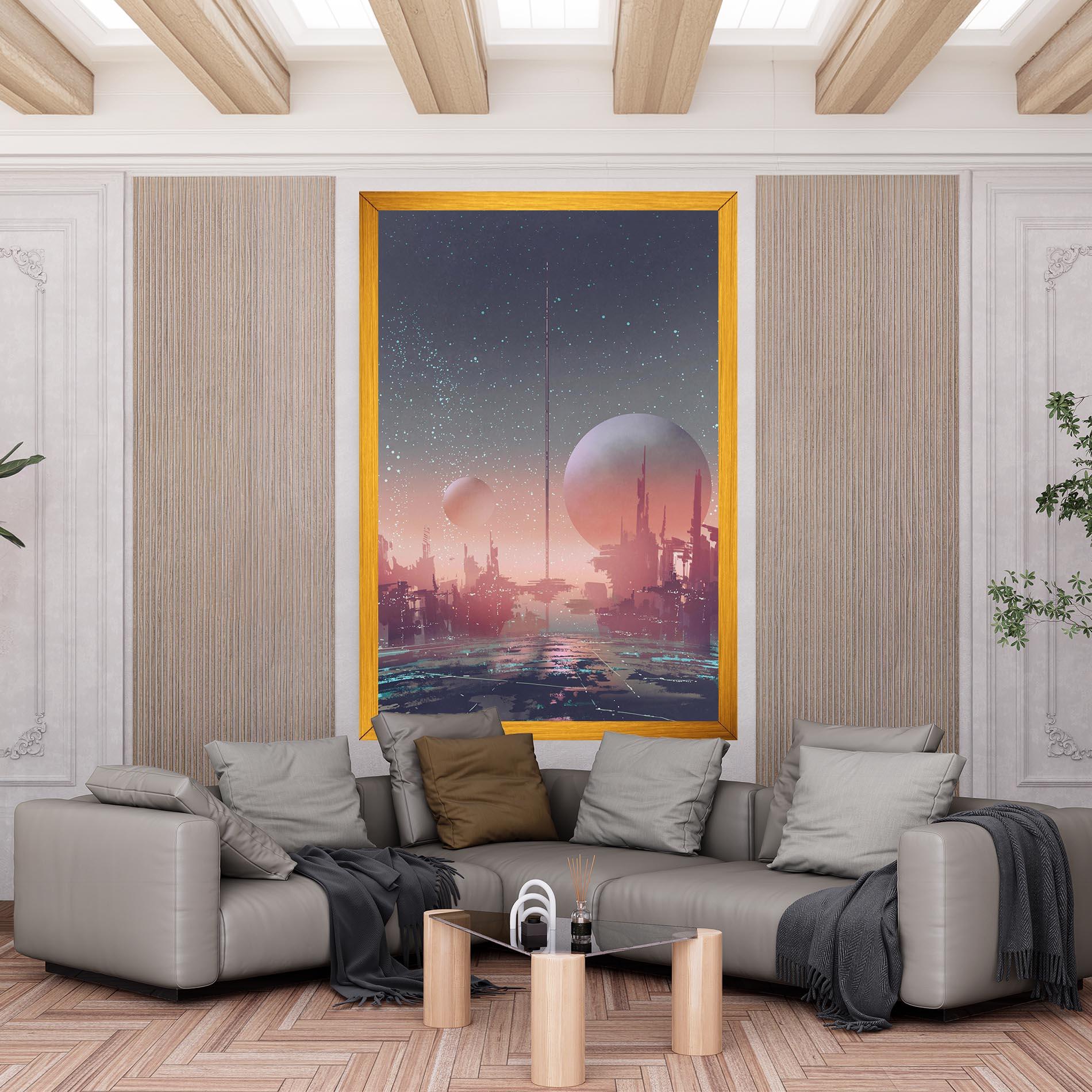 Vászonkép Futuristic Alien Buildings mockup 6