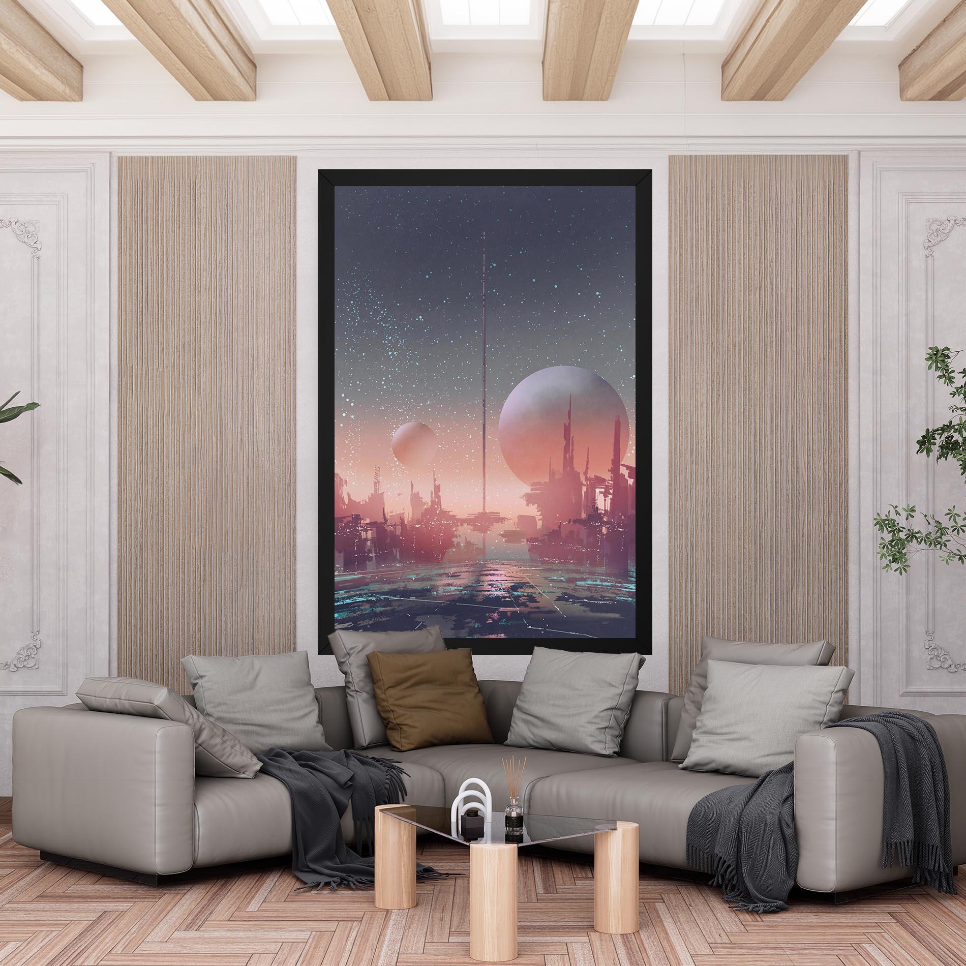 Vászonkép Futuristic Alien Buildings mockup 6