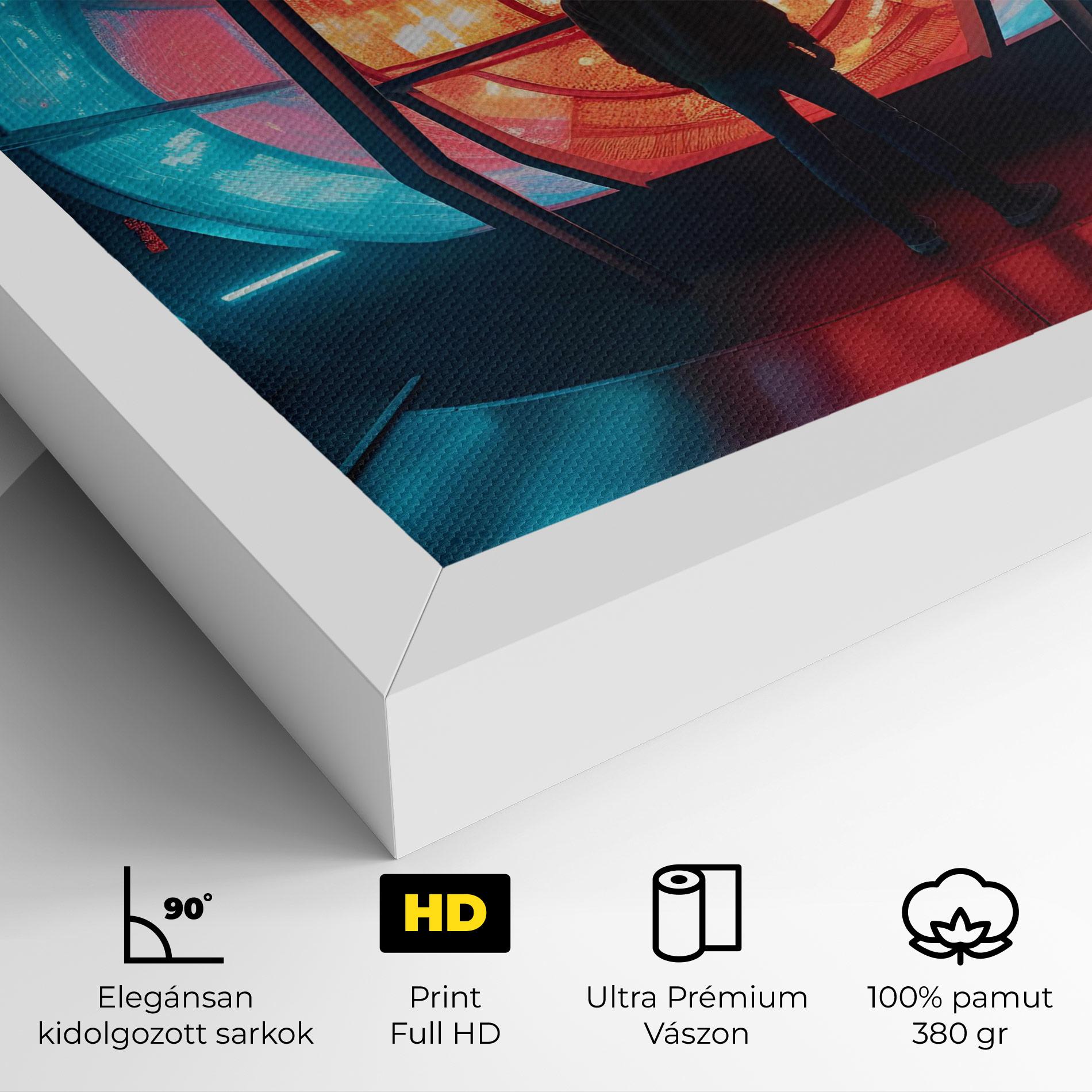 Vászonkép Tunnel Red Blue Light mockup 4