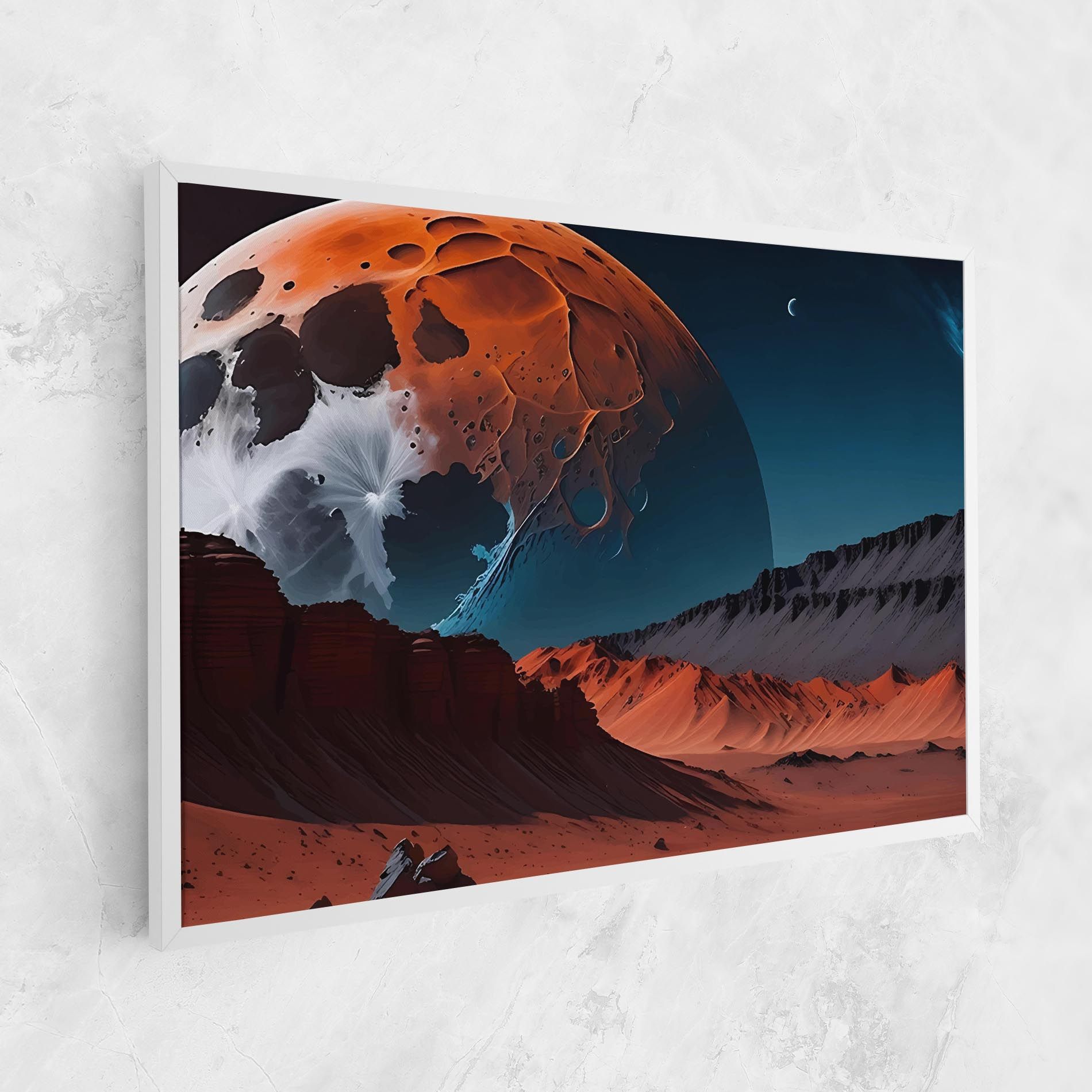 Grey Orange Moon Art mockup 1