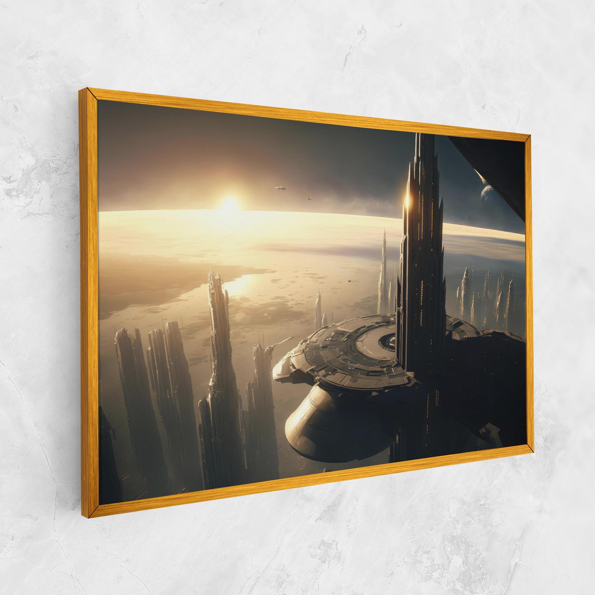 Vászonkép Fantasy Futuristic Cityscape mockup 1