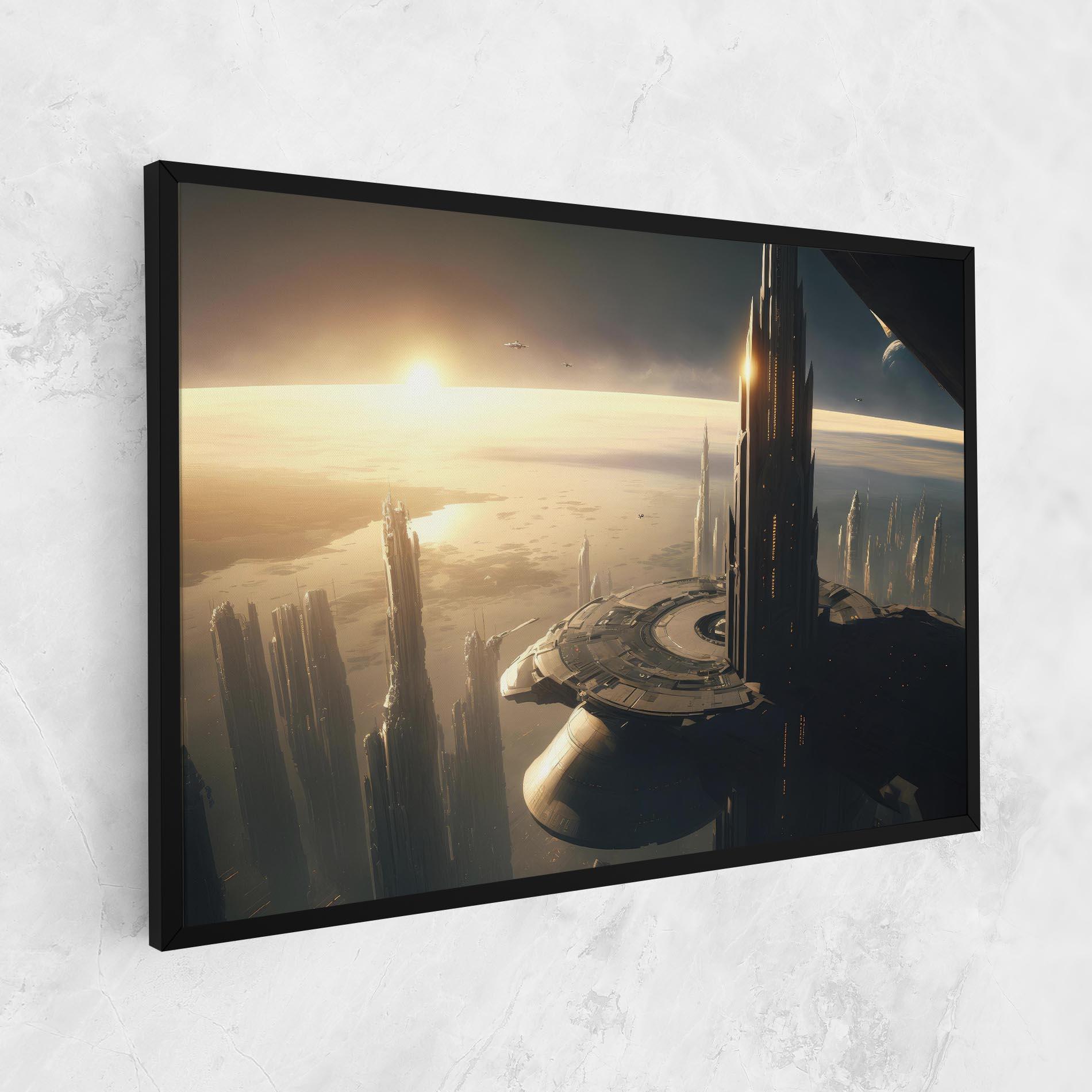 Vászonkép Fantasy Futuristic Cityscape mockup 1