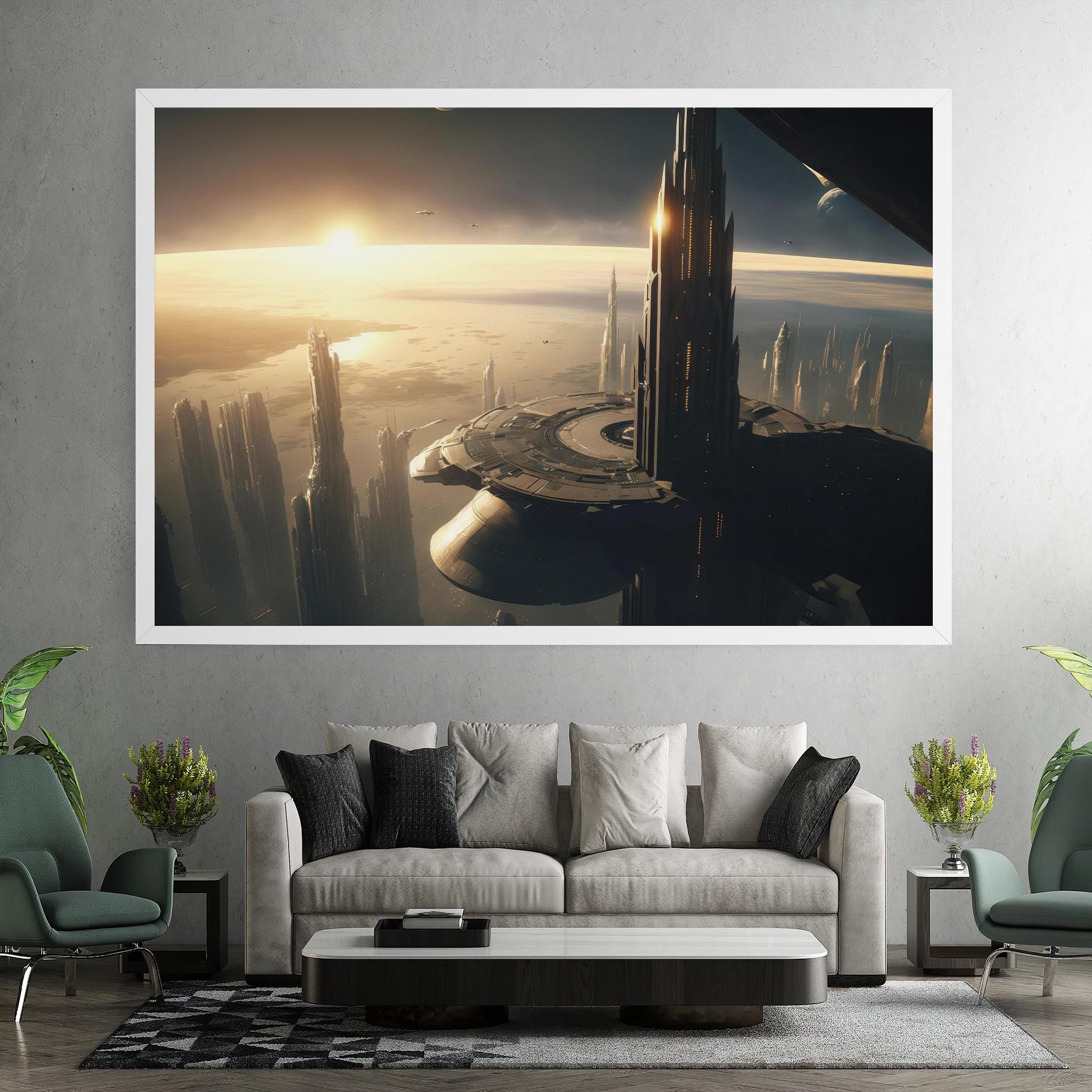 Fantasy Futuristic Cityscape mockup 7