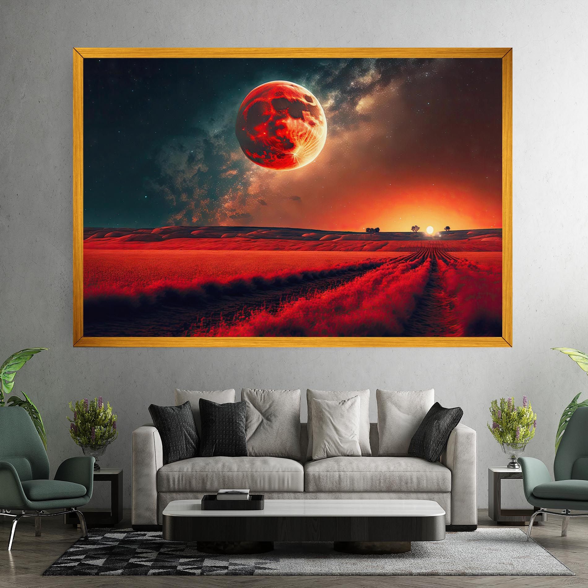 Huge Red Moon mockup 7