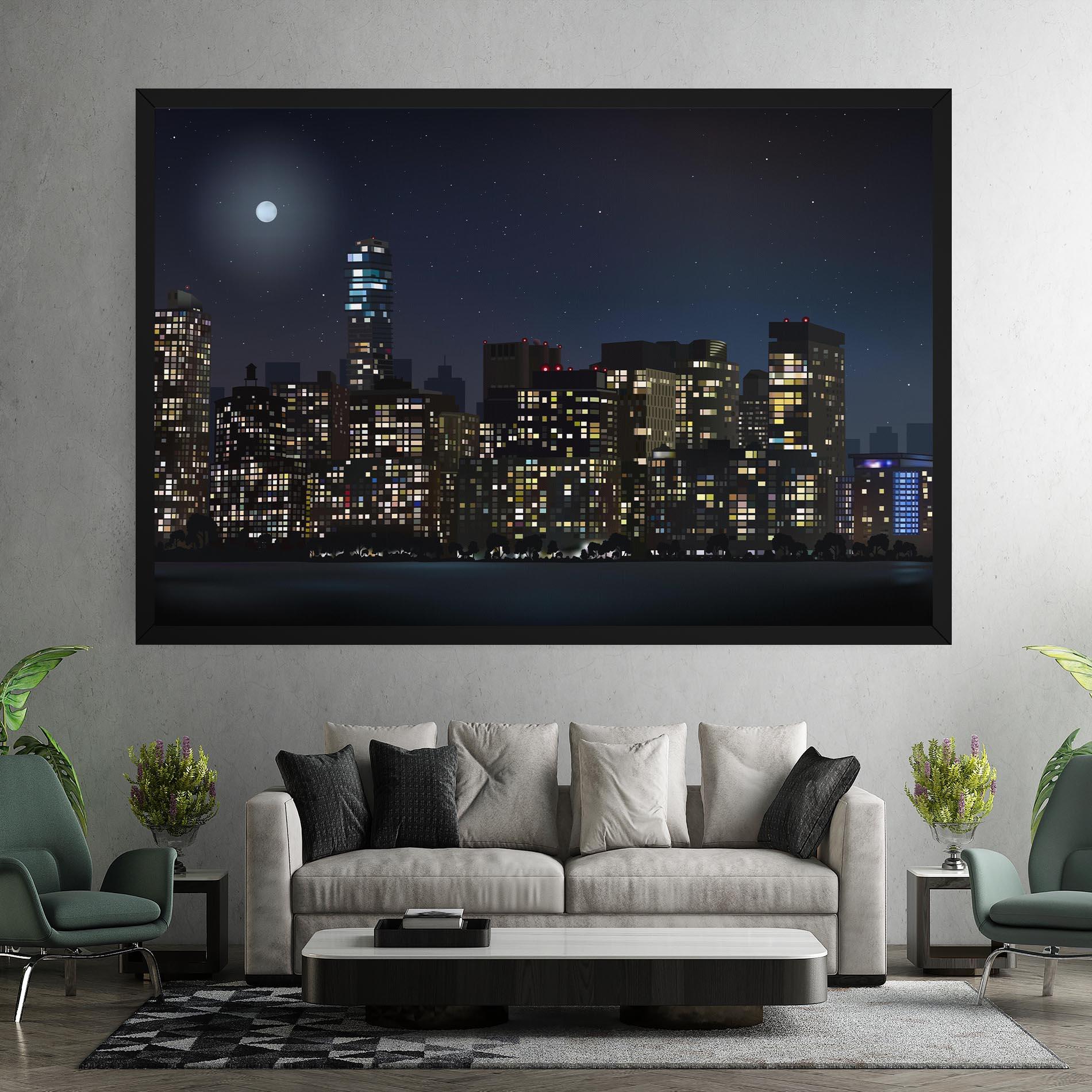 Vászonkép Urban City Night mockup 7