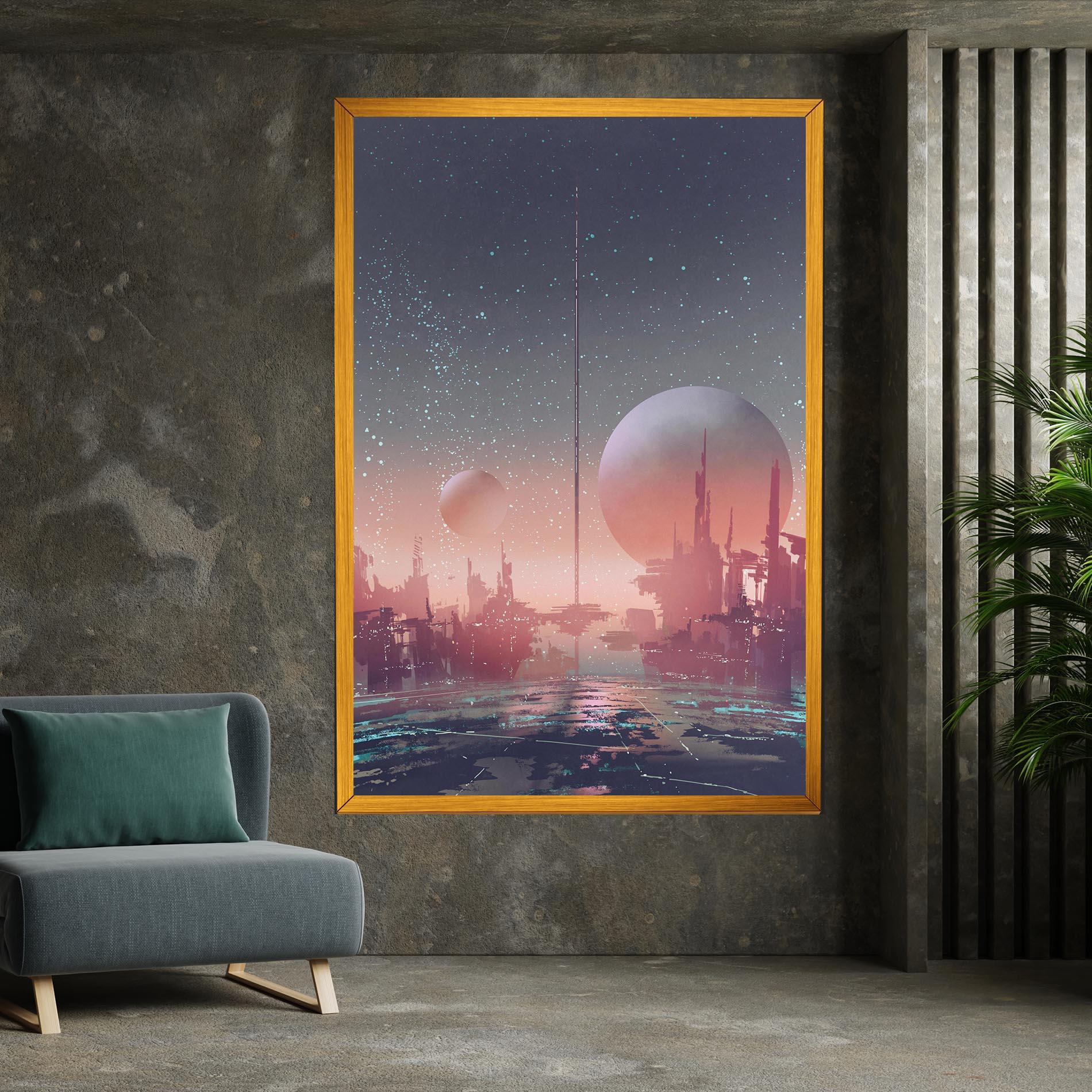 Vászonkép Futuristic Alien Buildings mockup 7