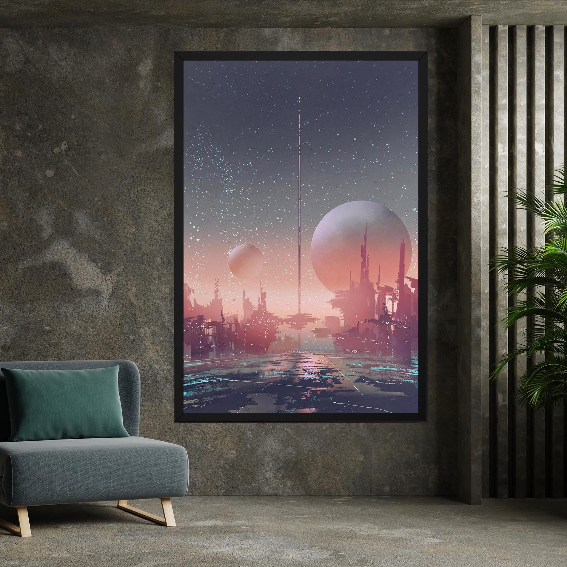 Vászonkép Futuristic Alien Buildings mockup 7