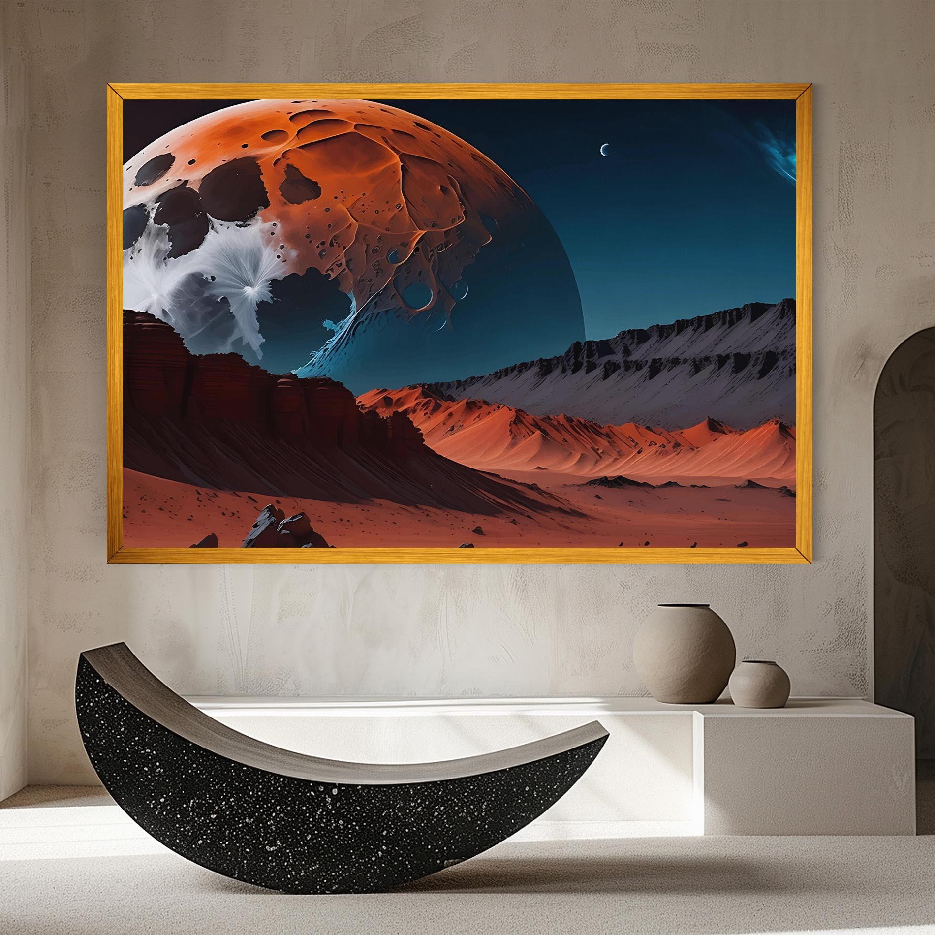 Vászonkép Grey Orange Moon Art mockup 8