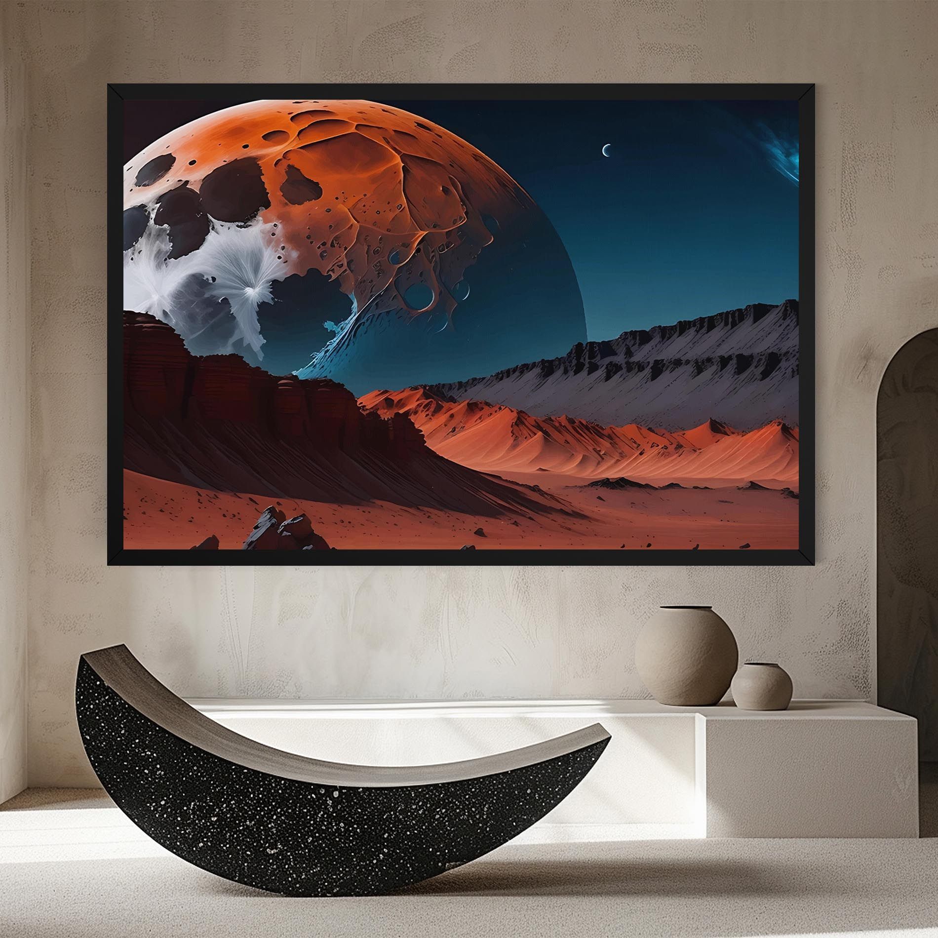 Grey Orange Moon Art mockup 8