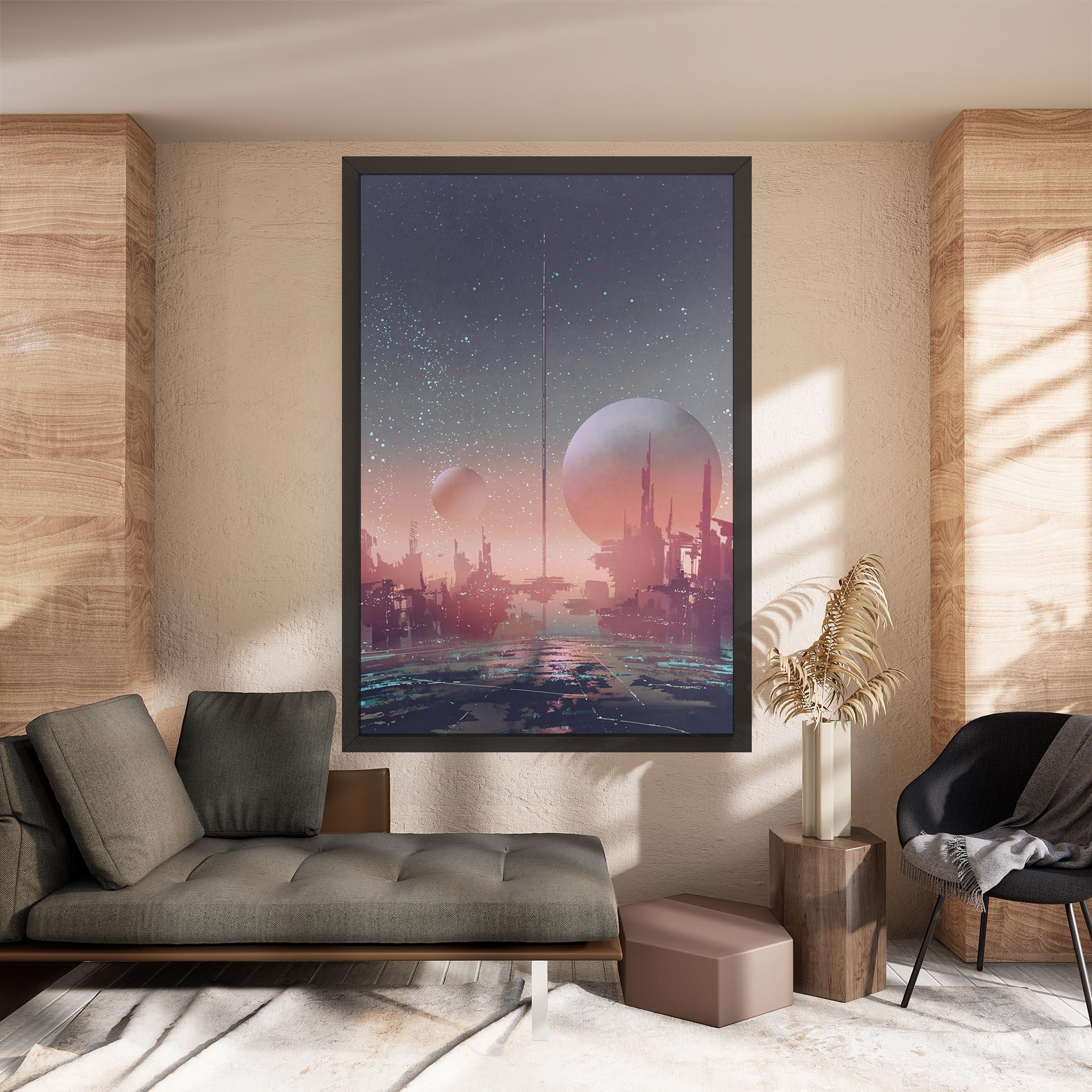 Vászonkép Futuristic Alien Buildings mockup 8