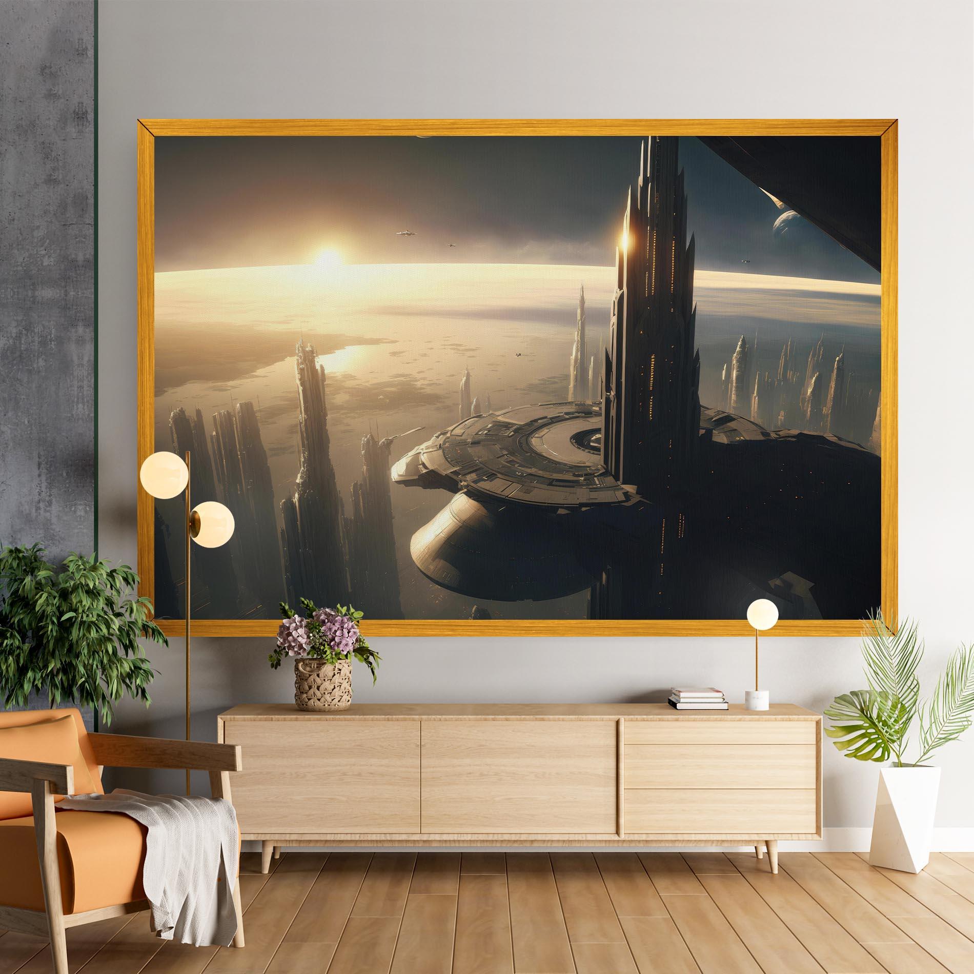 Vászonkép Fantasy Futuristic Cityscape mockup 9