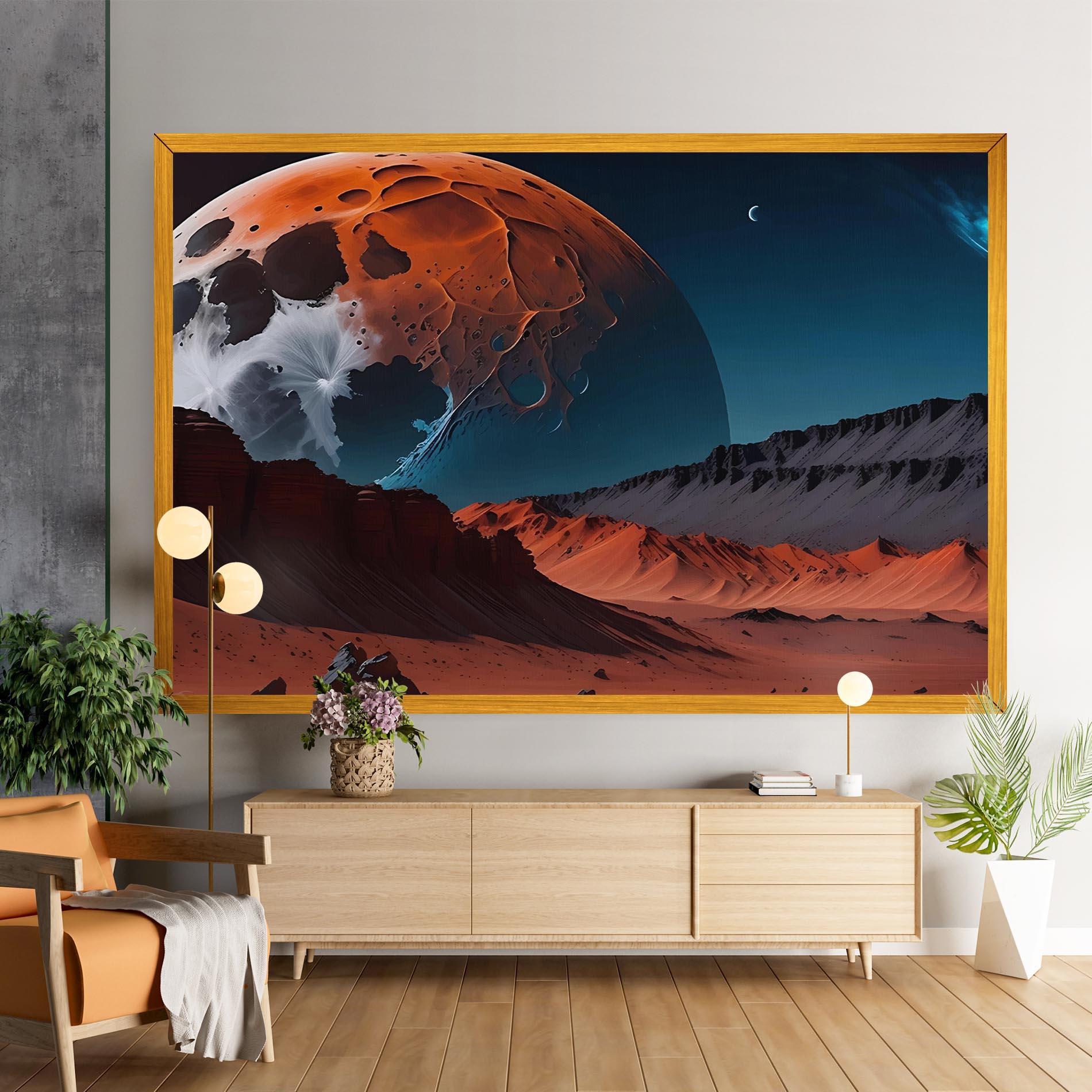 Vászonkép Grey Orange Moon Art mockup 9