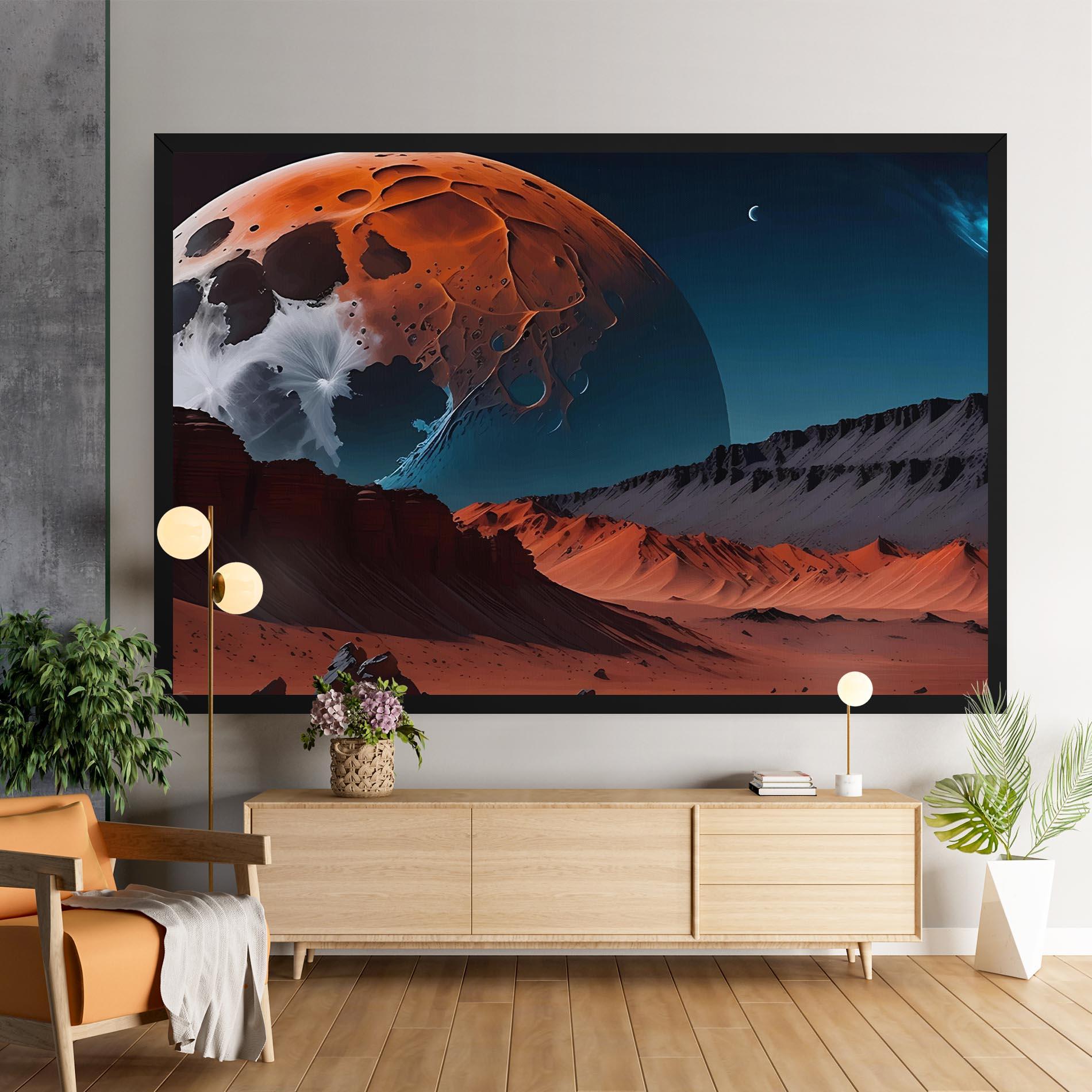 Vászonkép Grey Orange Moon Art mockup 9
