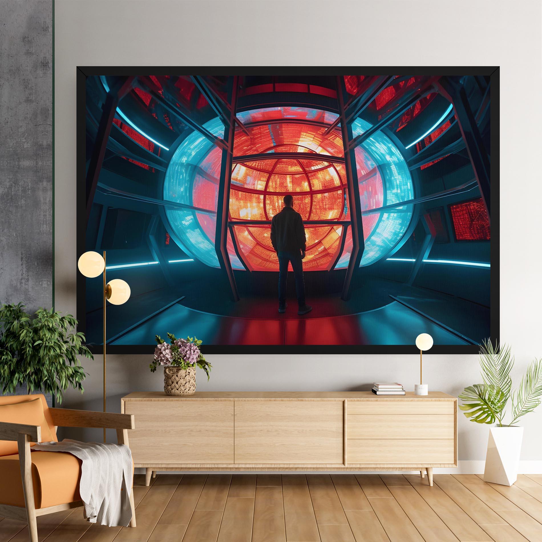 Vászonkép Tunnel Red Blue Light mockup 9