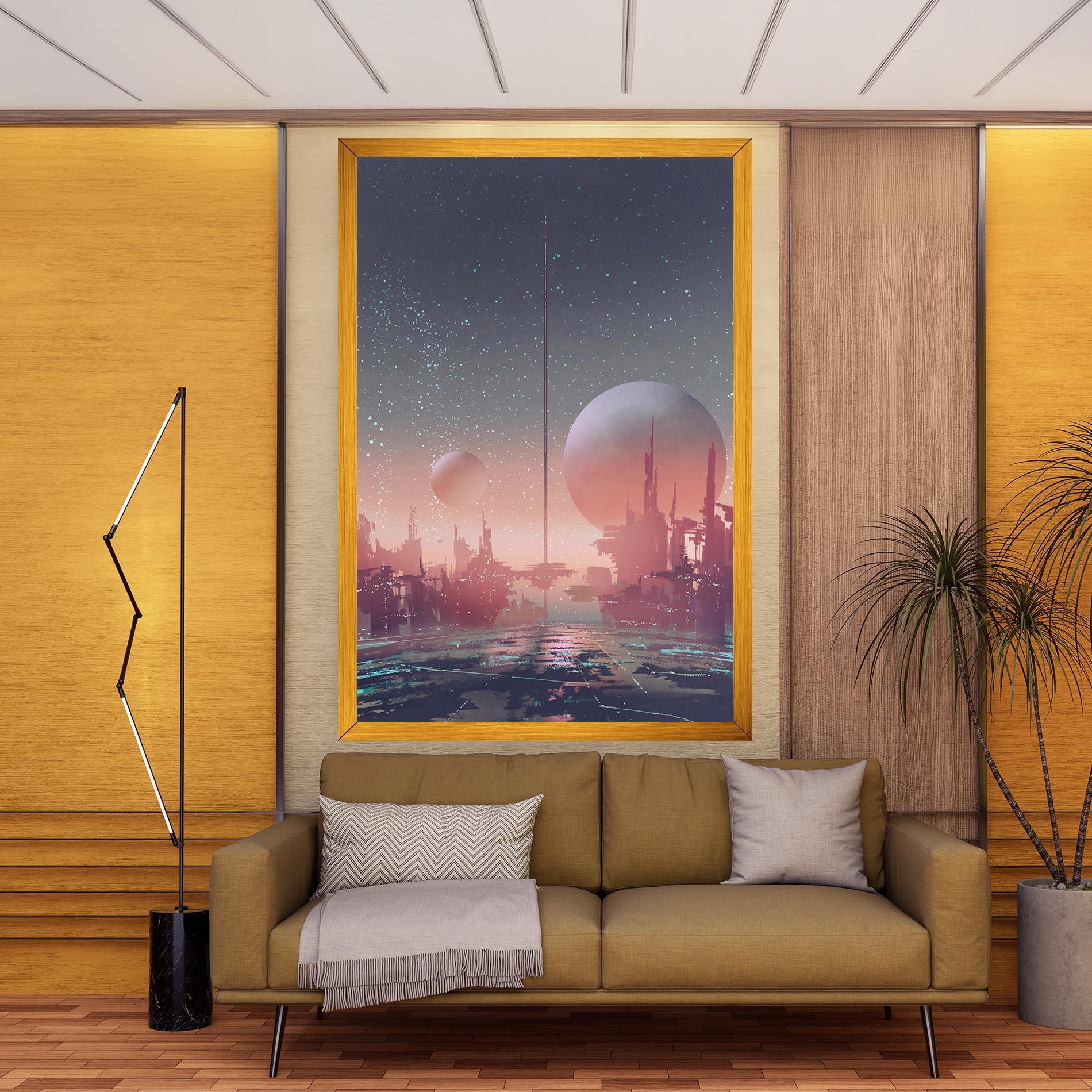 Vászonkép Futuristic Alien Buildings mockup 9