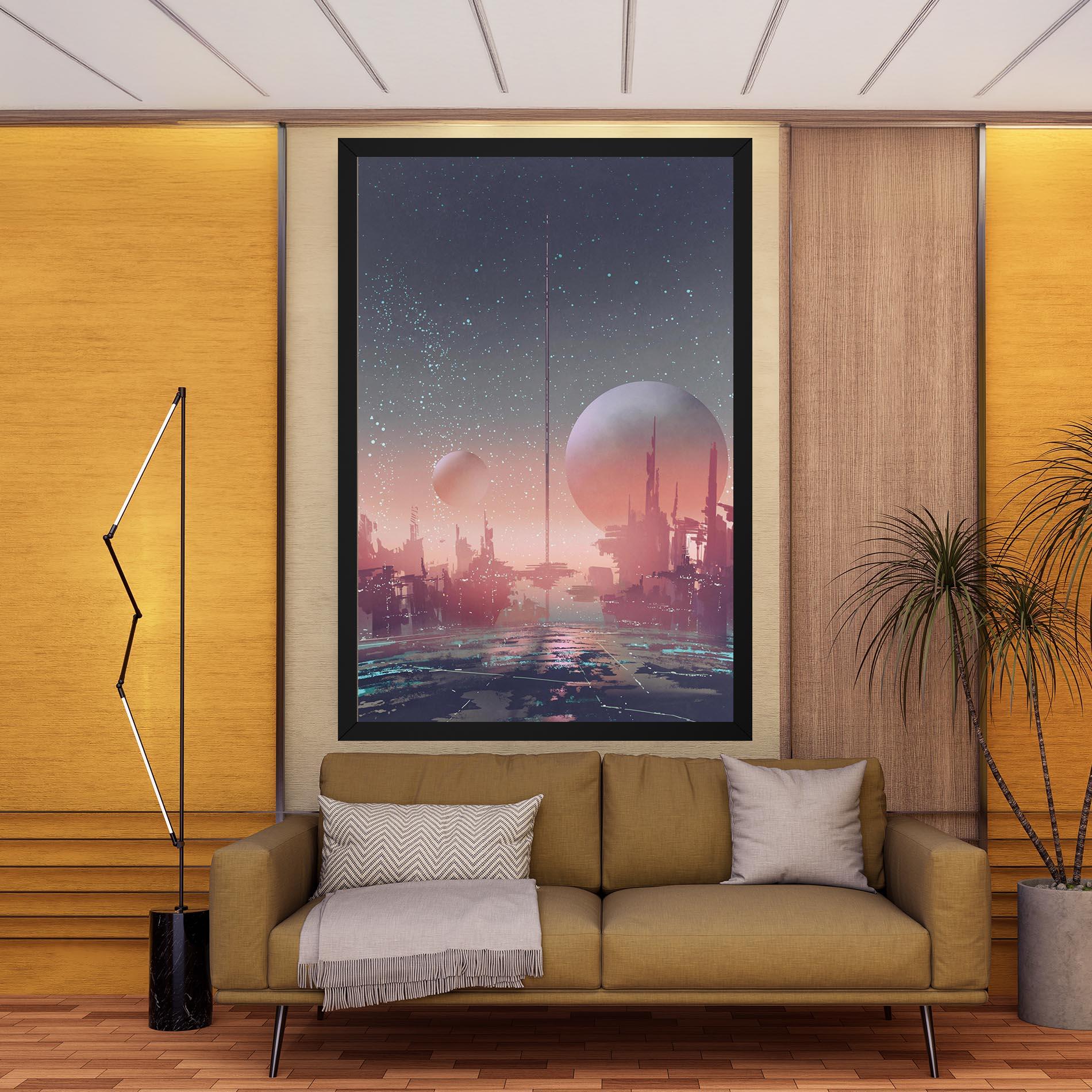 Vászonkép Futuristic Alien Buildings mockup 9