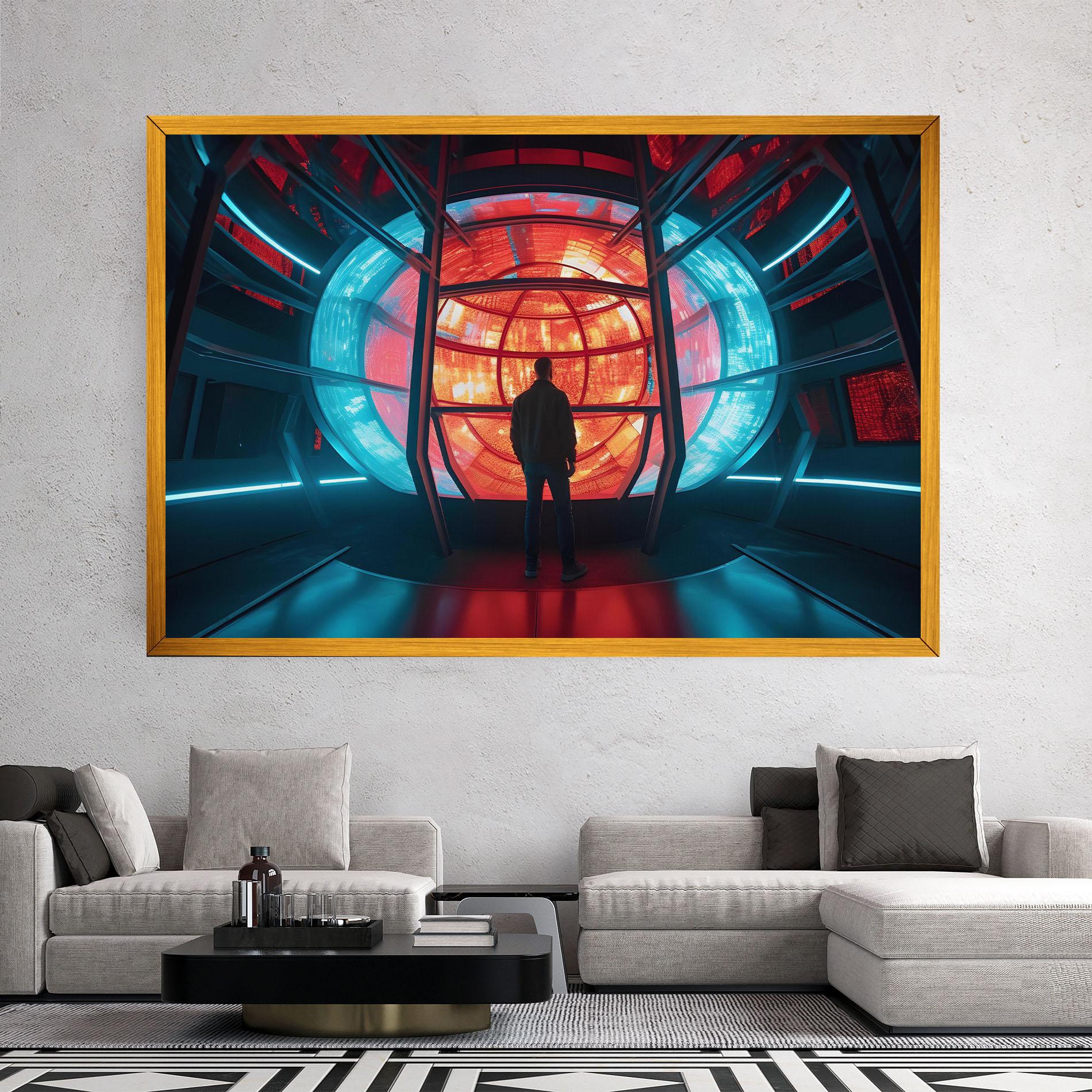 Vászonkép Tunnel Red Blue Light mockup 2