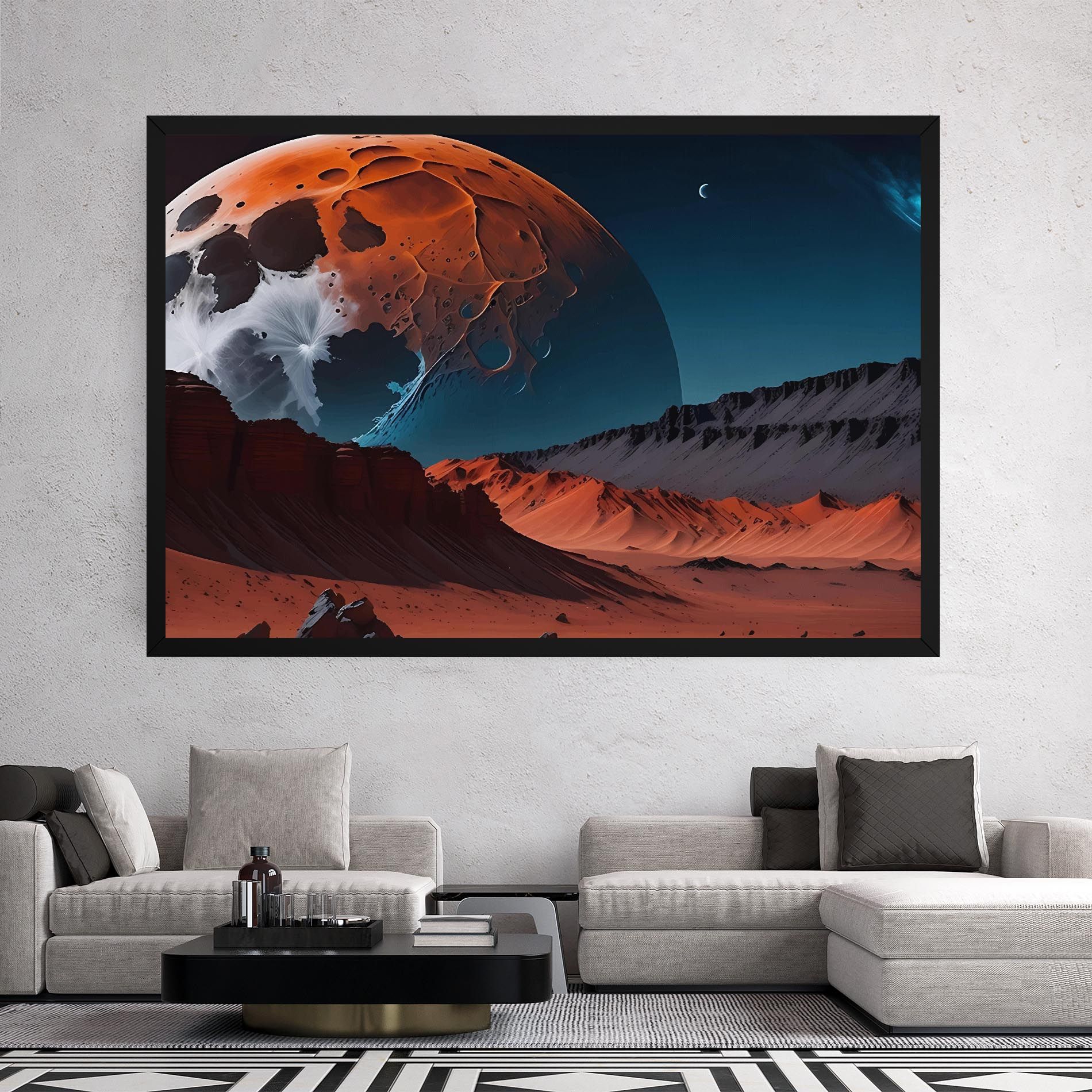 Grey Orange Moon Art mockup 2