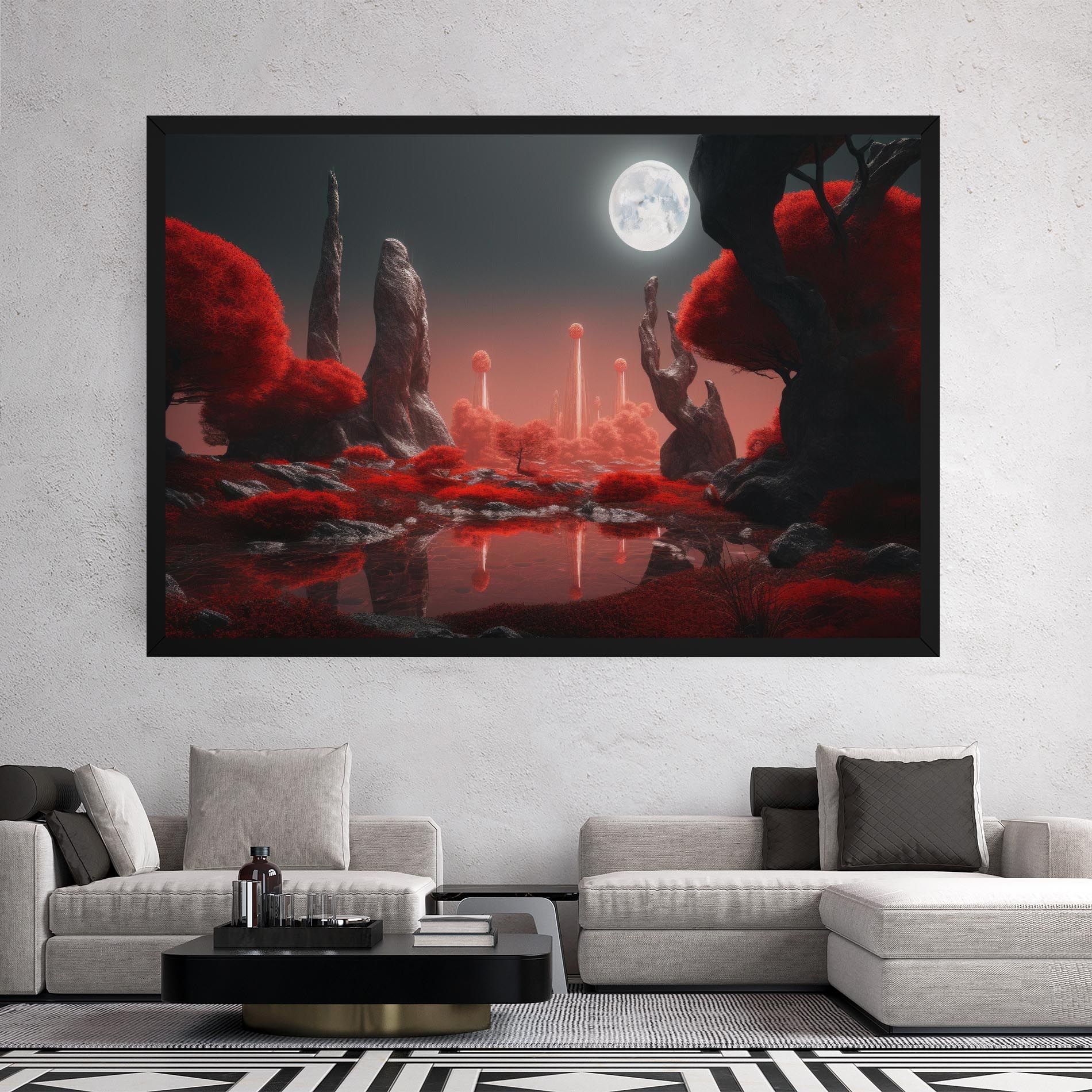 Red Alien Trees mockup 2