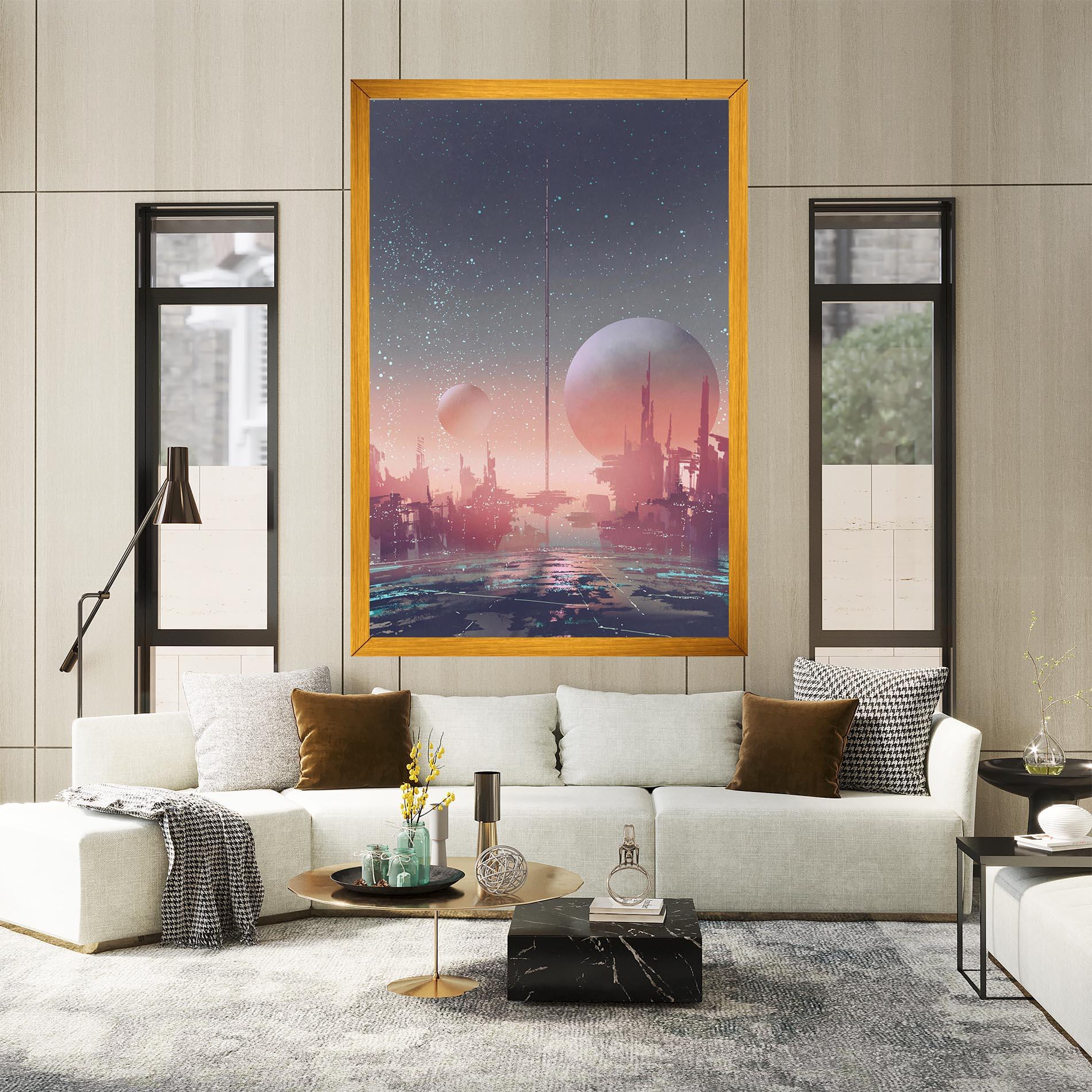 Vászonkép Futuristic Alien Buildings mockup 2