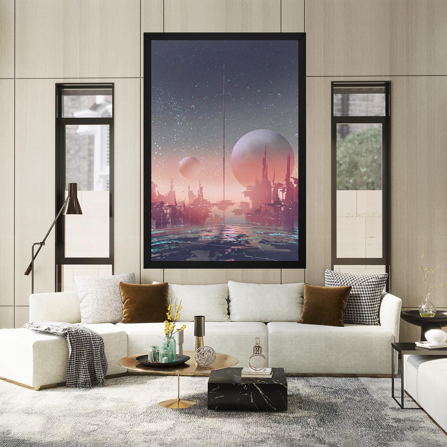 Vászonkép Futuristic Alien Buildings mockup 2