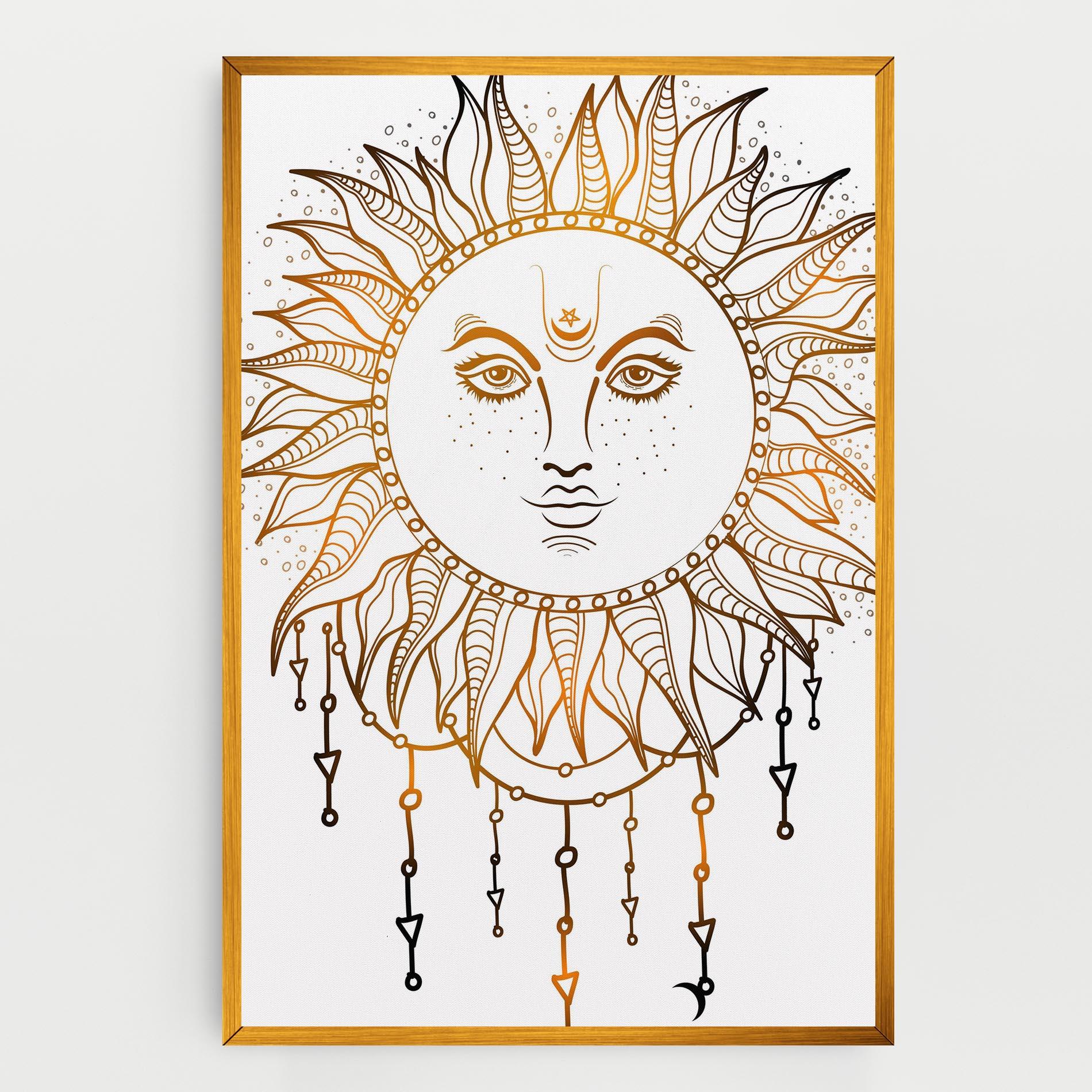 Vászonkép Gold Sun Face mockup 0