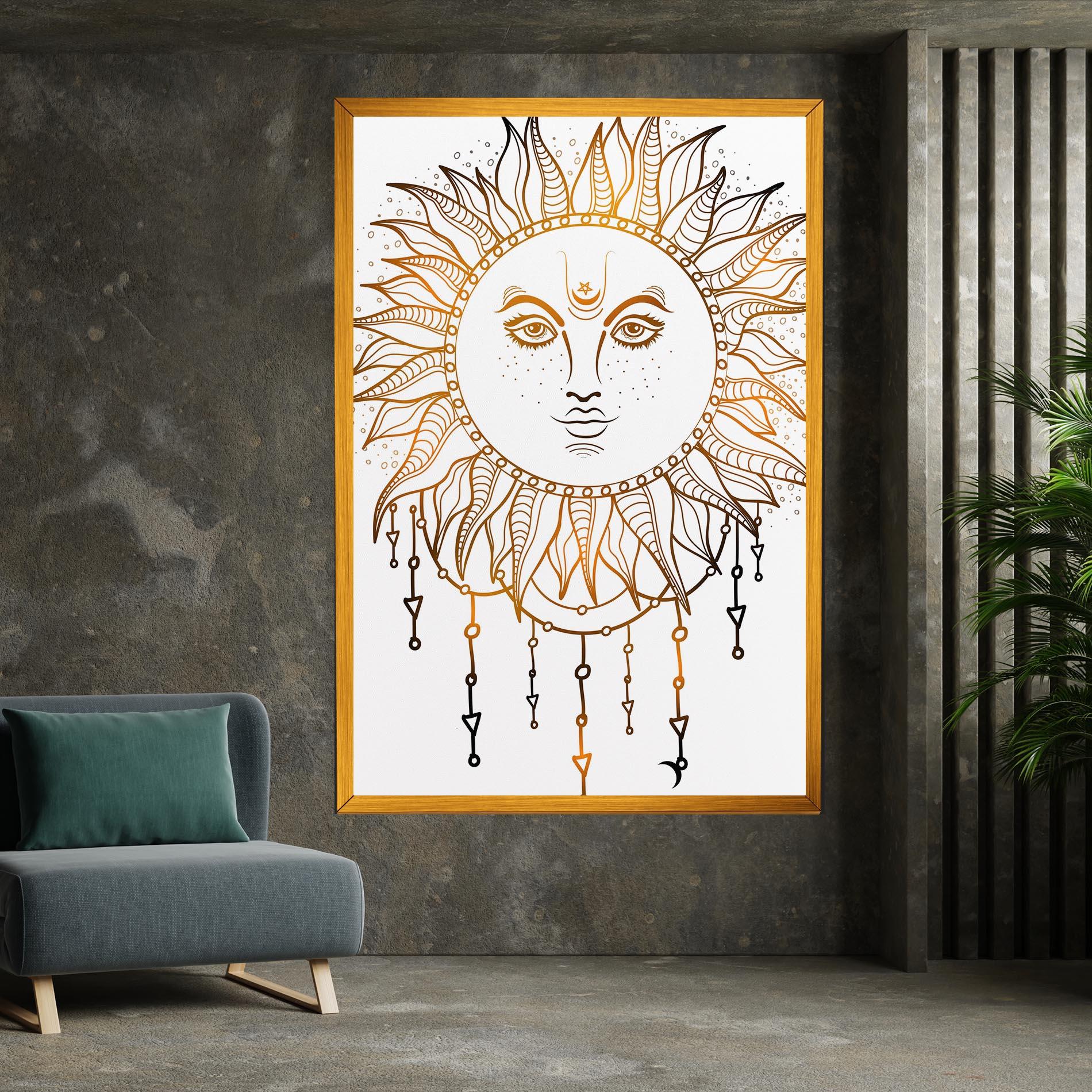 Vászonkép Gold Sun Face mockup 7