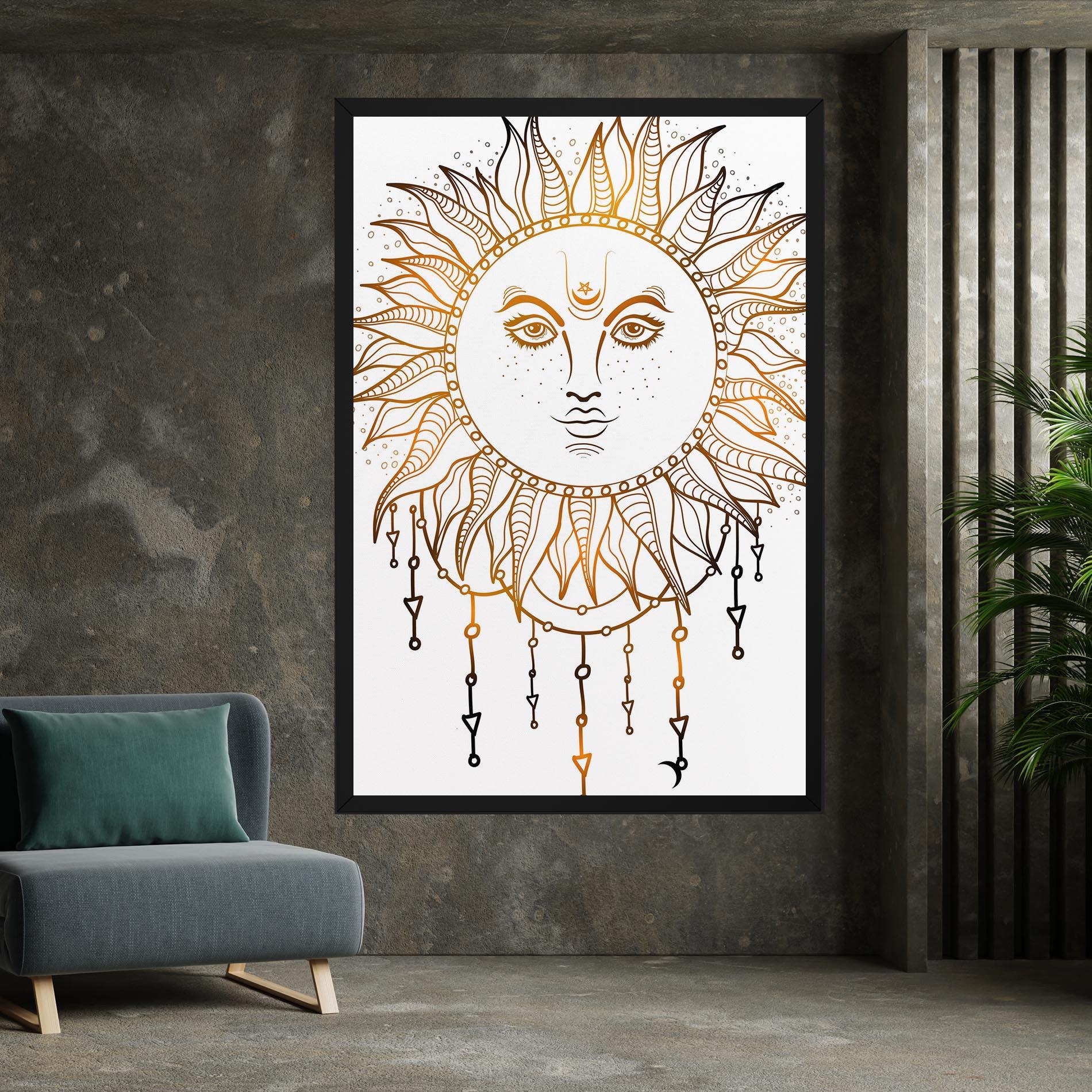 Vászonkép Gold Sun Face mockup 7