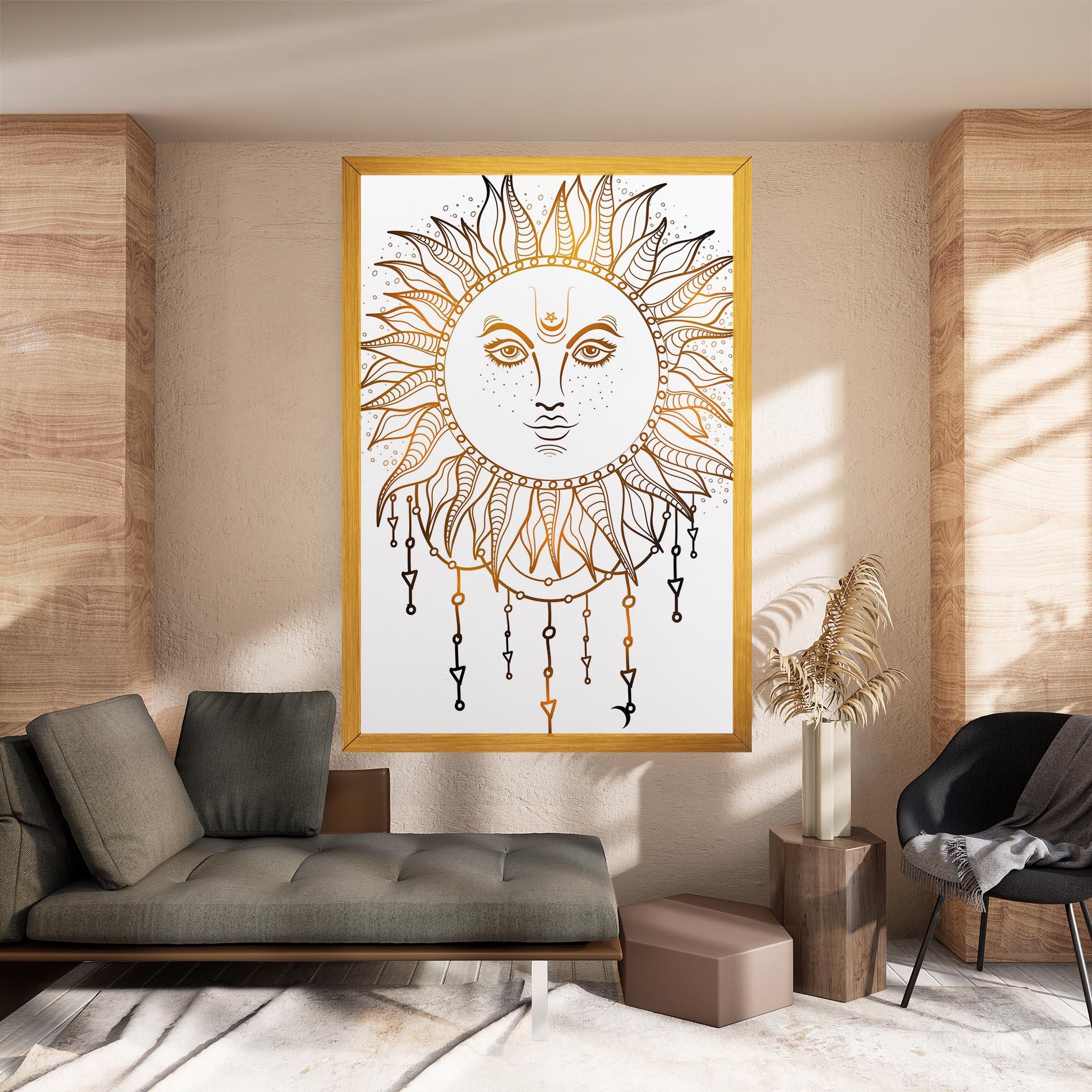 Vászonkép Gold Sun Face mockup 8