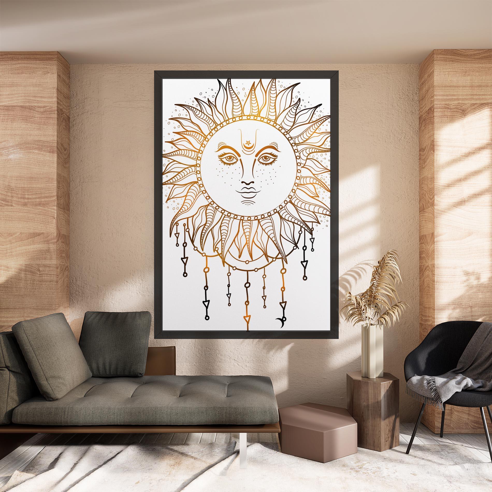 Vászonkép Gold Sun Face mockup 8