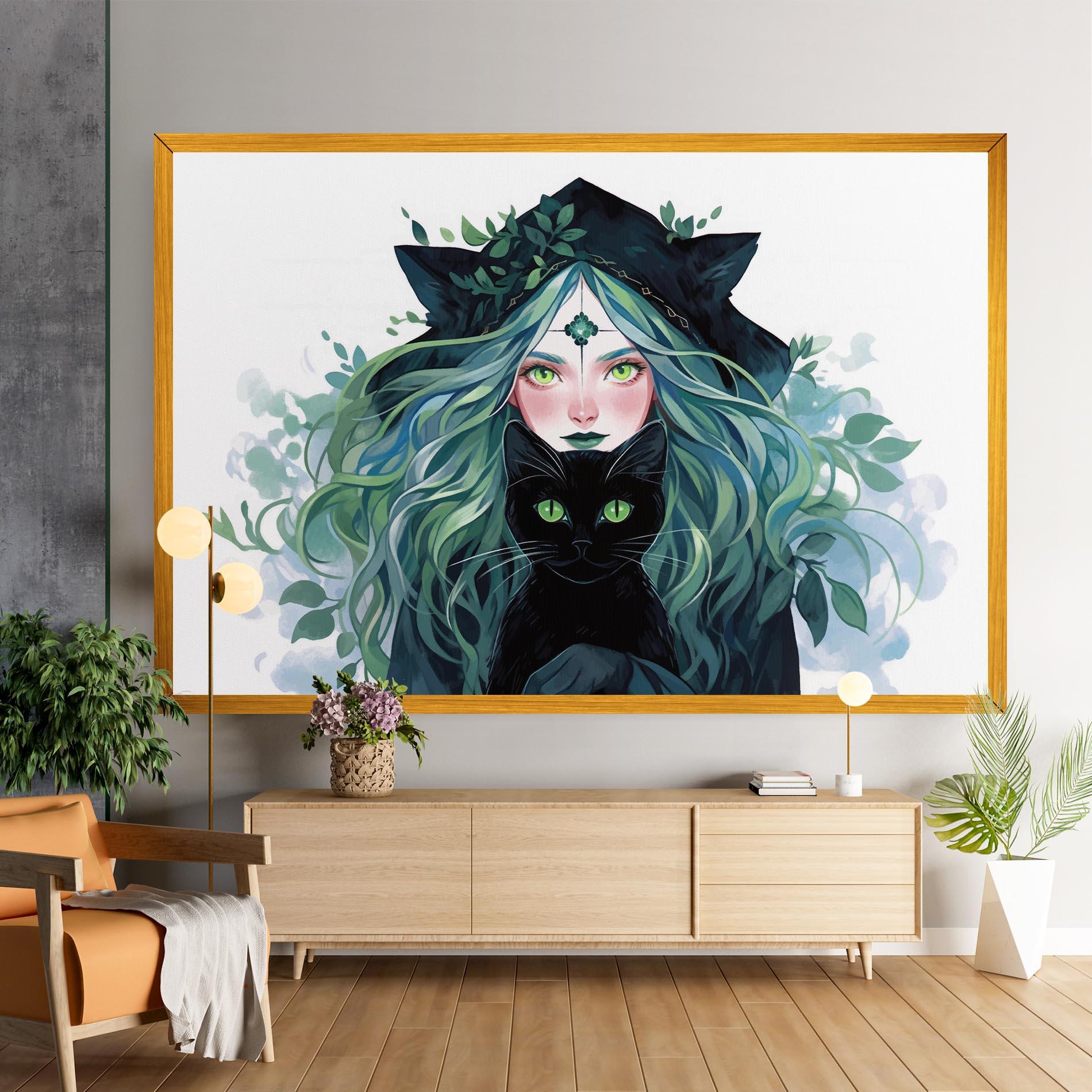 Vászonkép Magic Cat Witch mockup 9