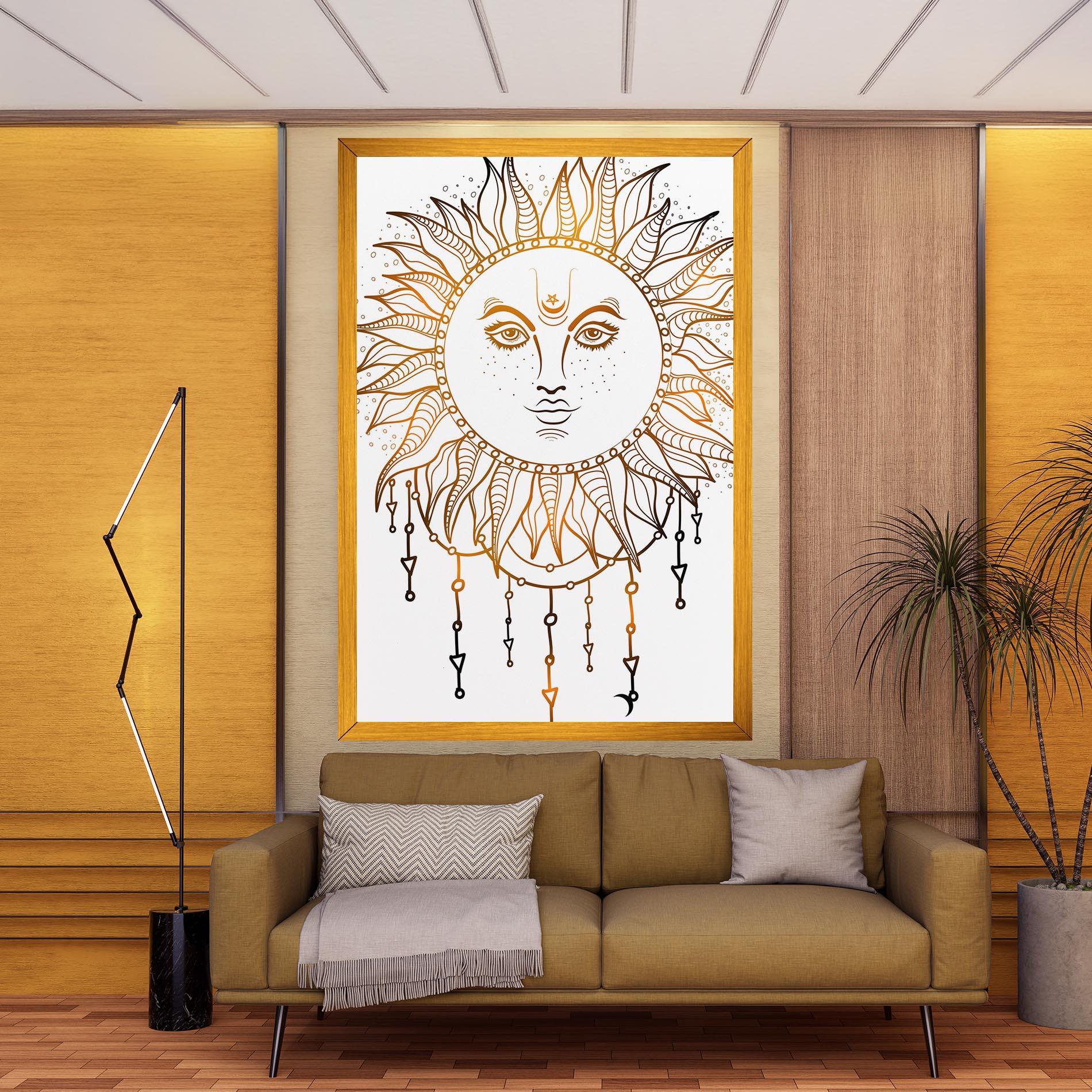Vászonkép Gold Sun Face mockup 9