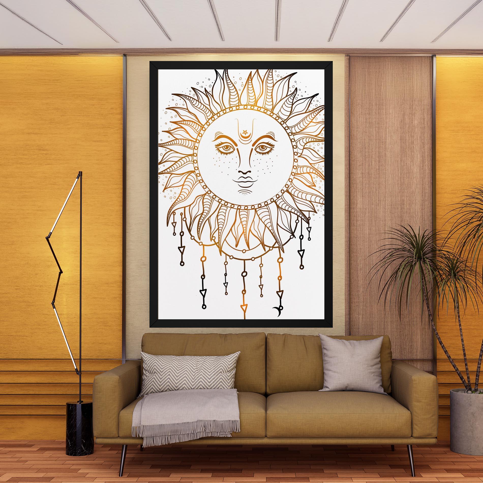 Vászonkép Gold Sun Face mockup 9