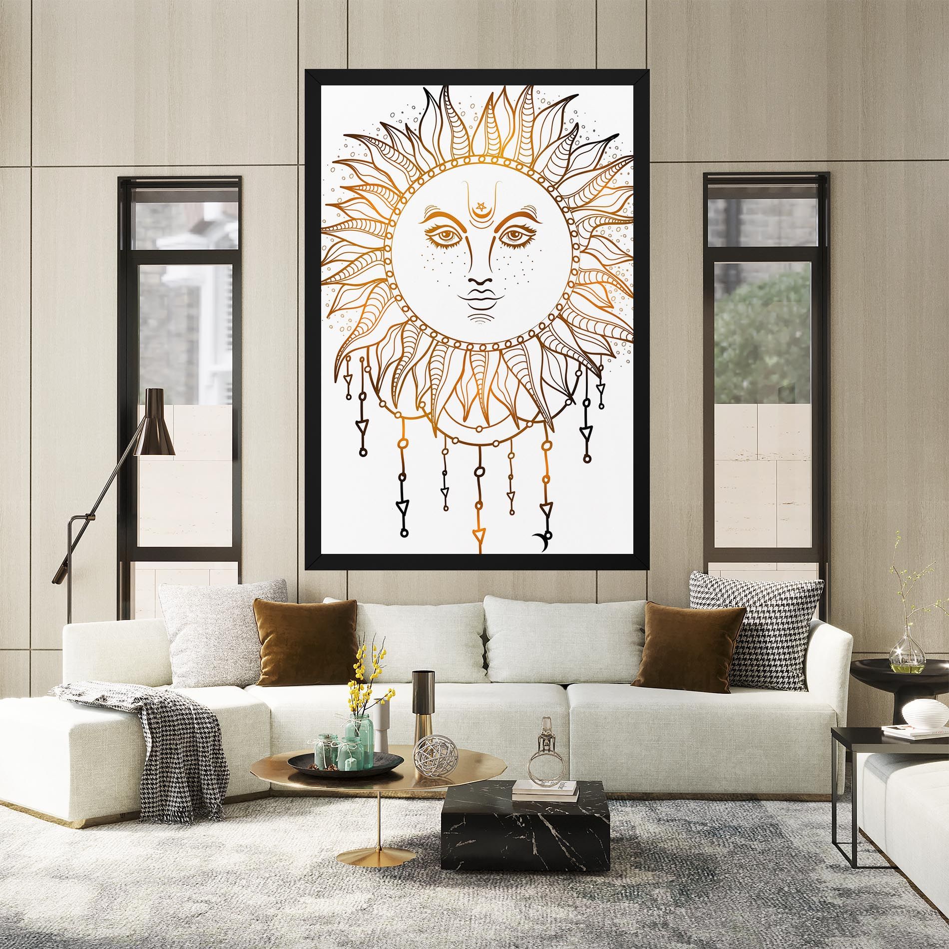 Gold Sun Face mockup 2
