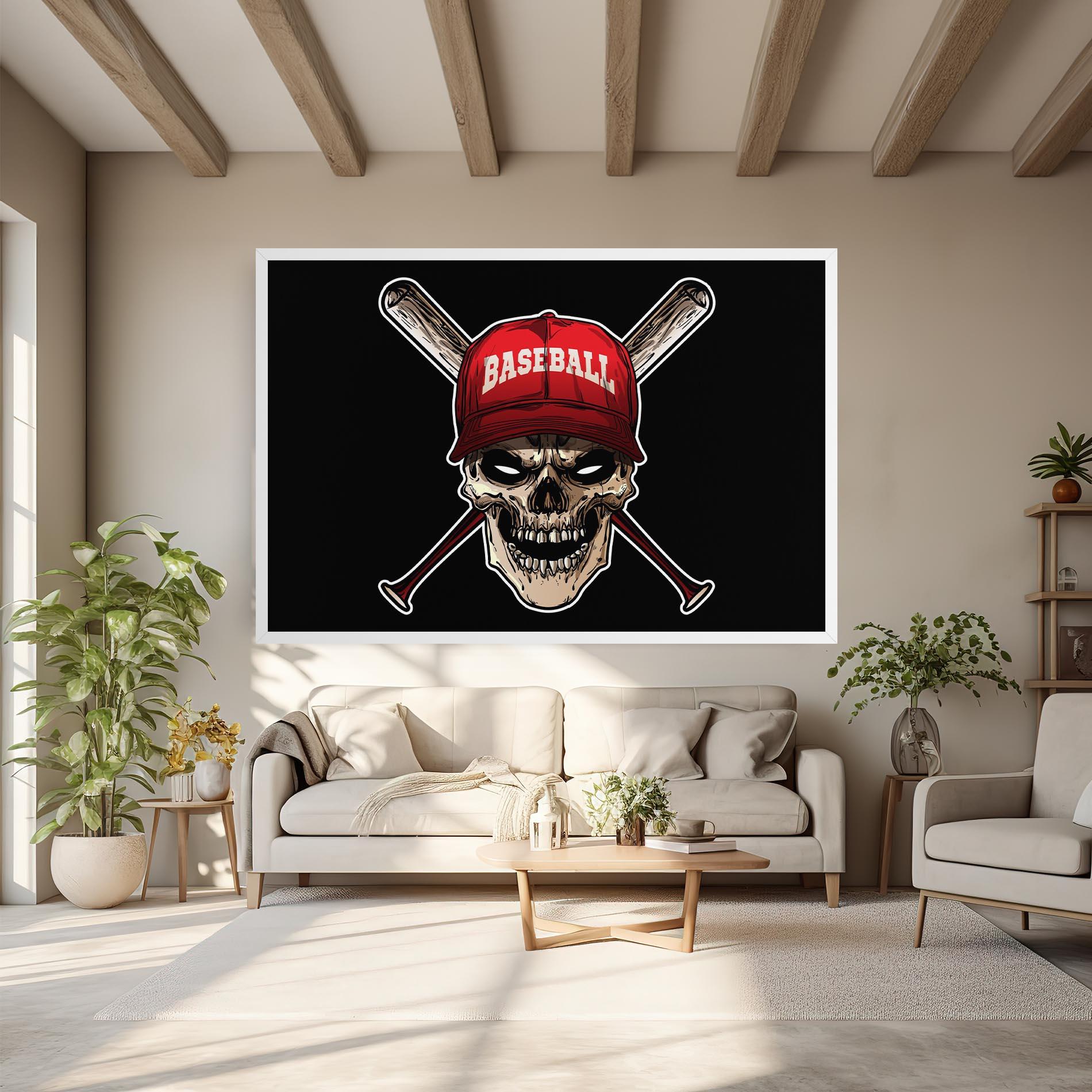 Vászonkép Baseball Skull mockup 6