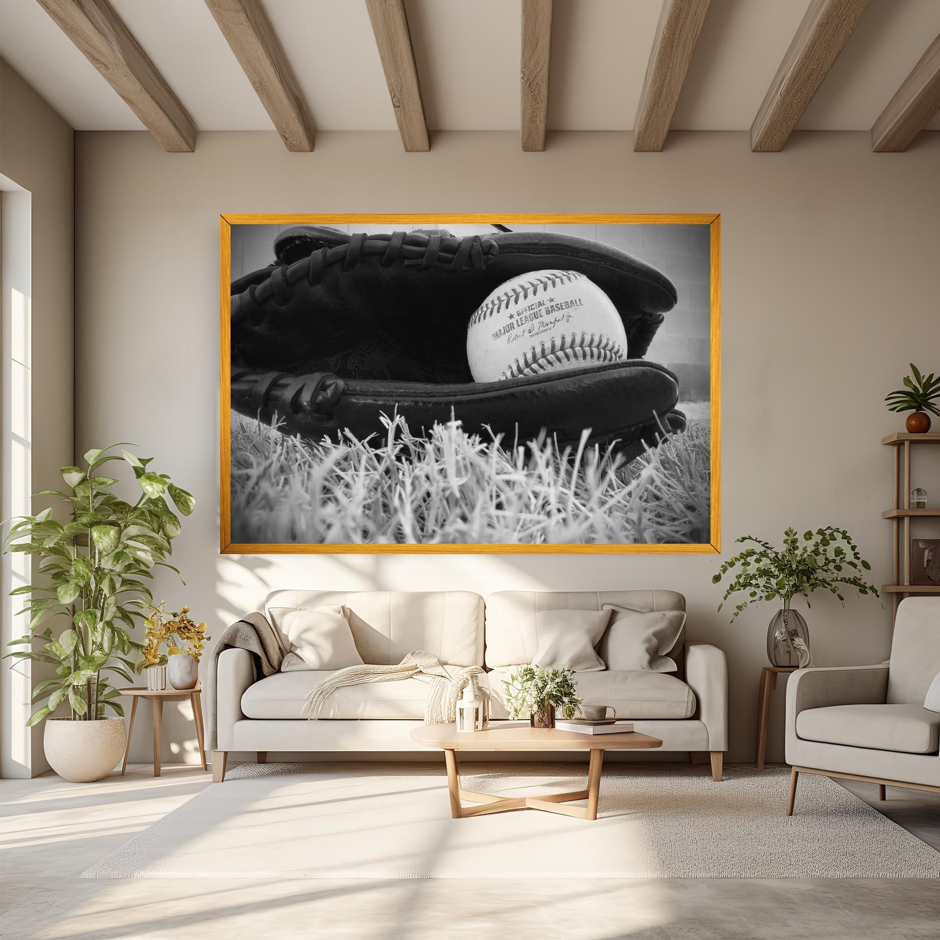 Vászonkép Black Baseball Glove mockup 6