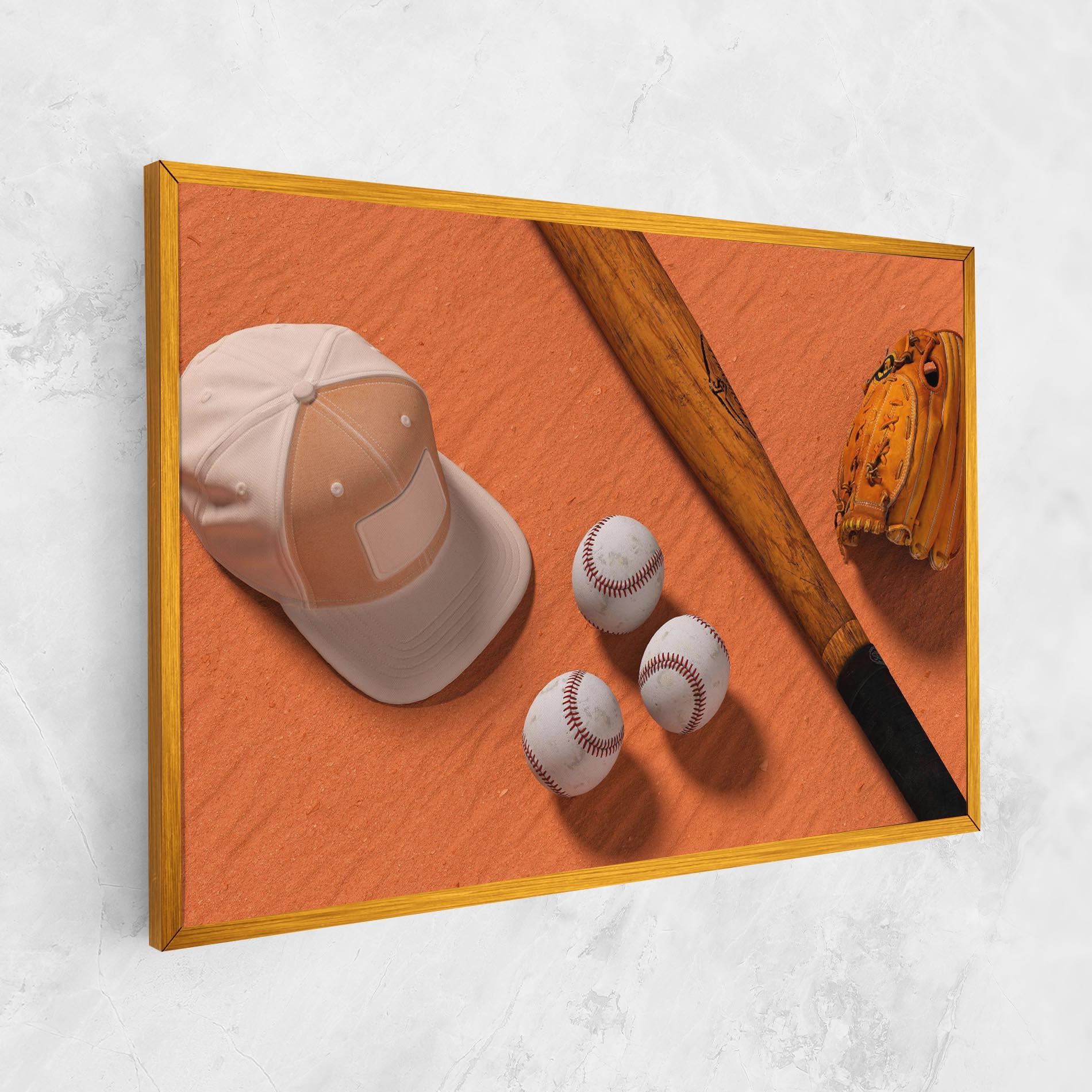 Vászonkép Baseball Set On Orange mockup 1