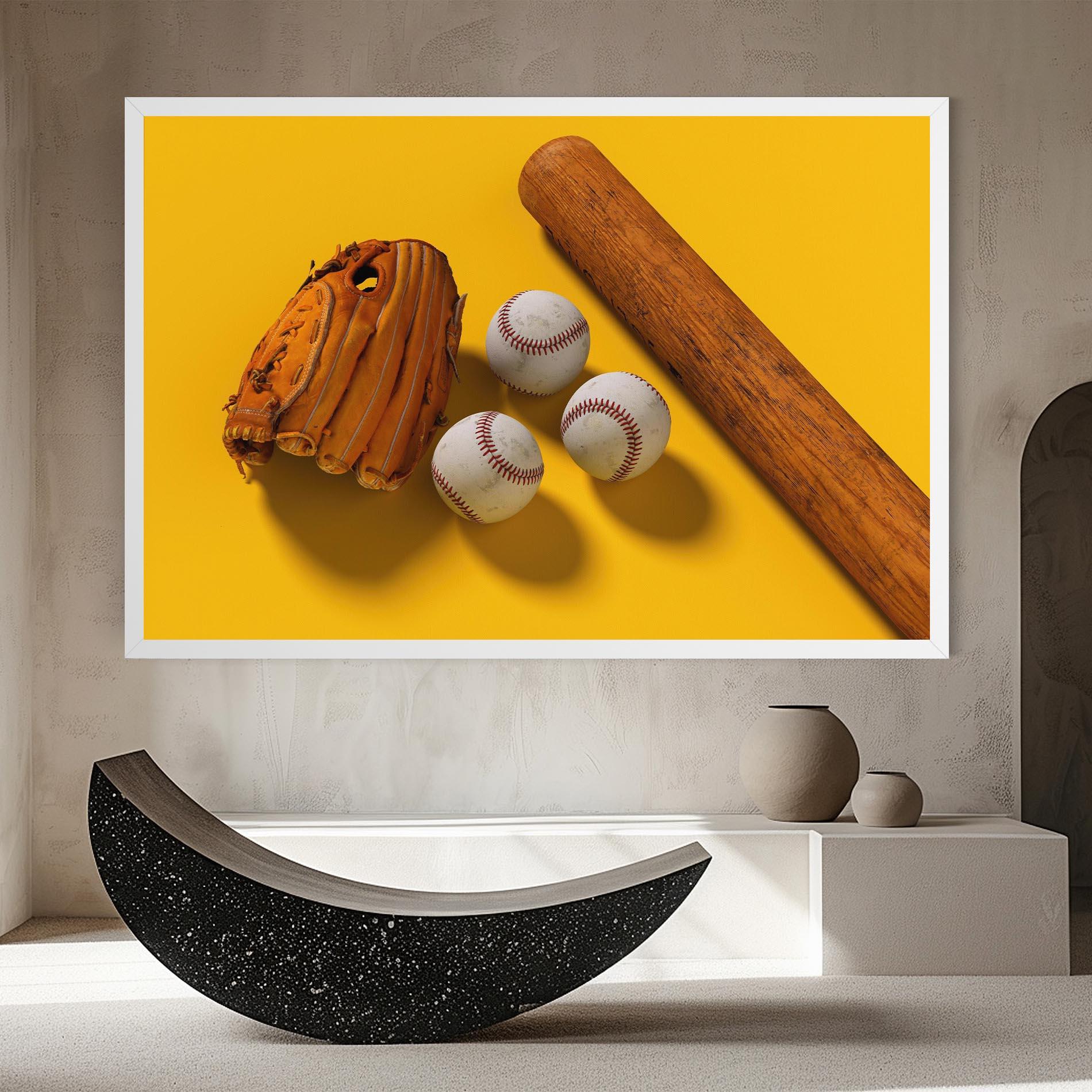 Vászonkép Baseball Set On Yellow mockup 8