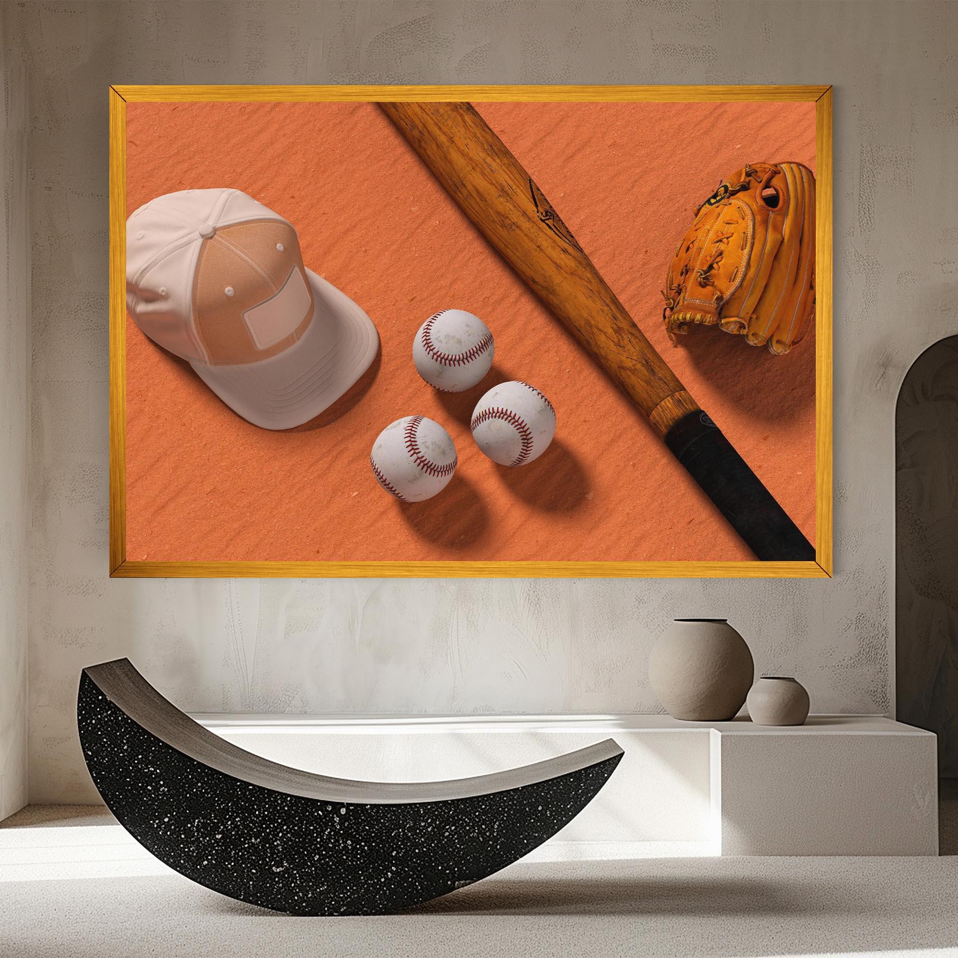 Vászonkép Baseball Set On Orange mockup 8