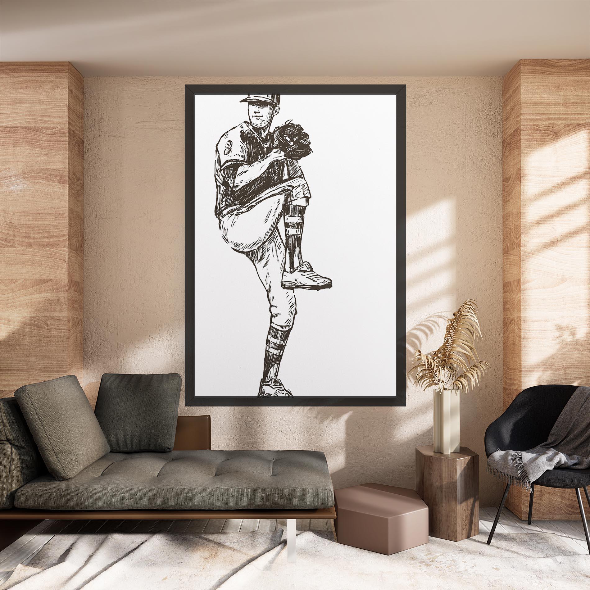 Vászonkép Baseball Player Line mockup 8