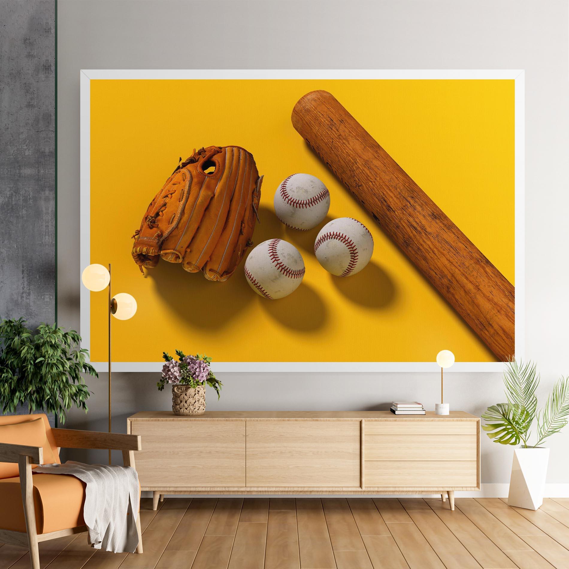Vászonkép Baseball Set On Yellow mockup 9