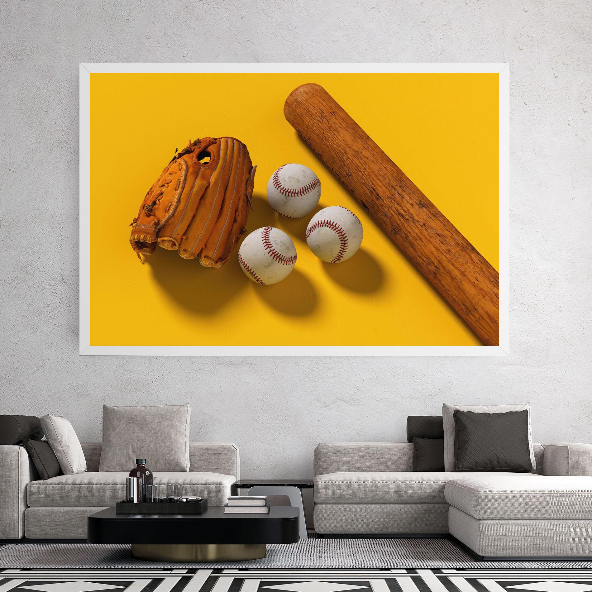 Vászonkép Baseball Set On Yellow mockup 2
