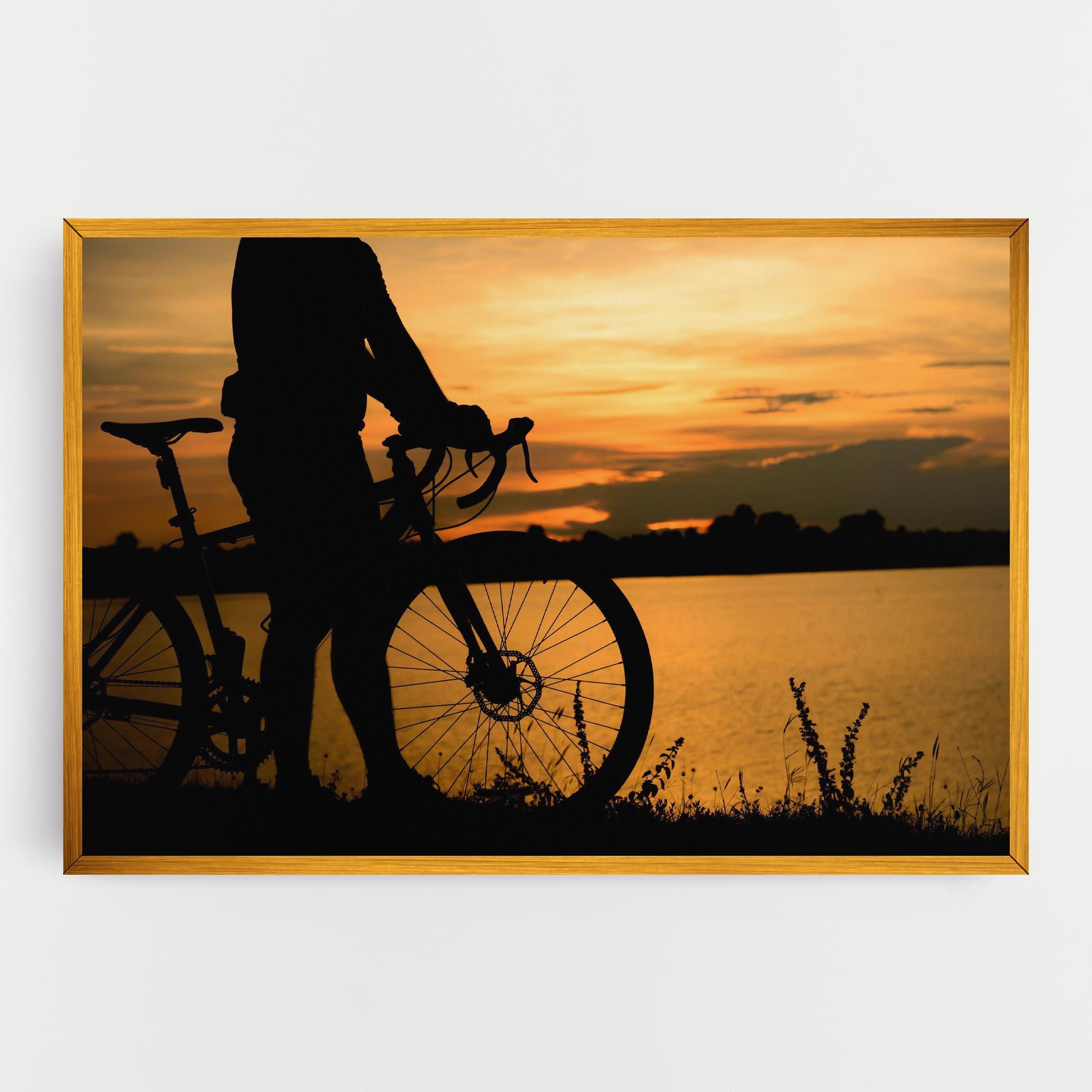 Vászonkép Bicycle Sunset Silhouette mockup 0