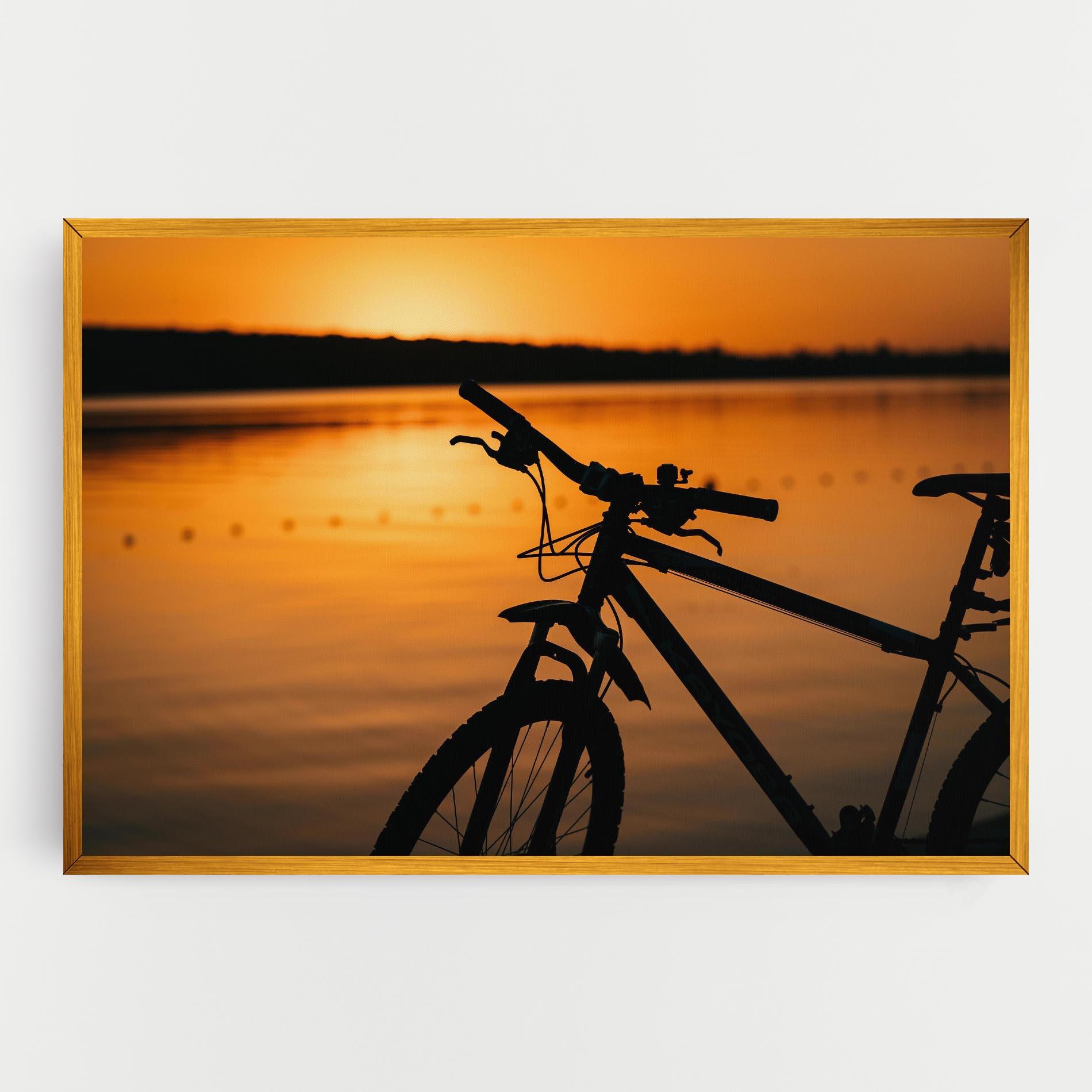 Vászonkép Sunset Lake Bike mockup 0