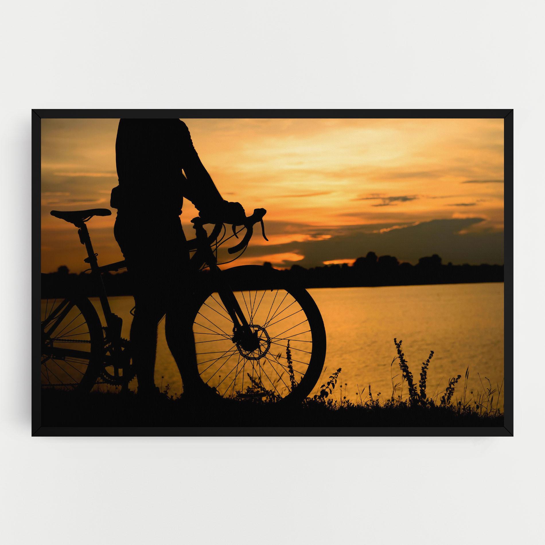 Vászonkép Bicycle Sunset Silhouette mockup 0