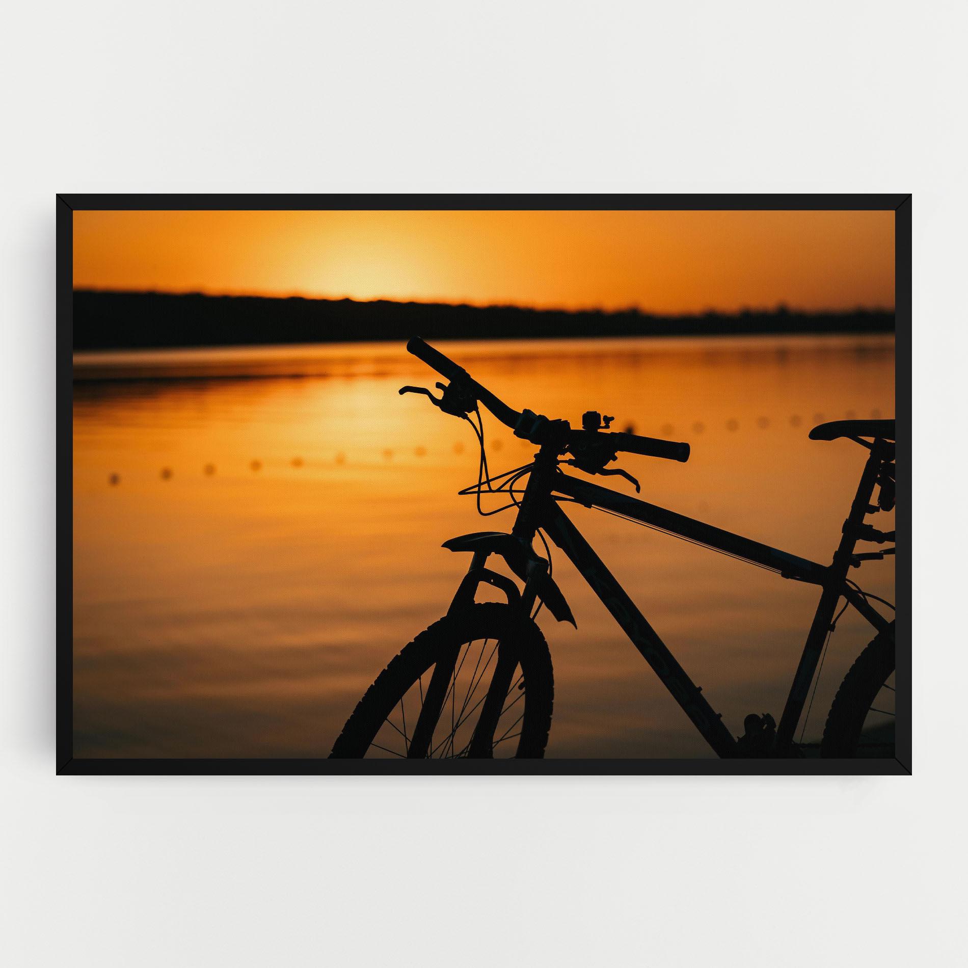 Vászonkép Sunset Lake Bike mockup 0