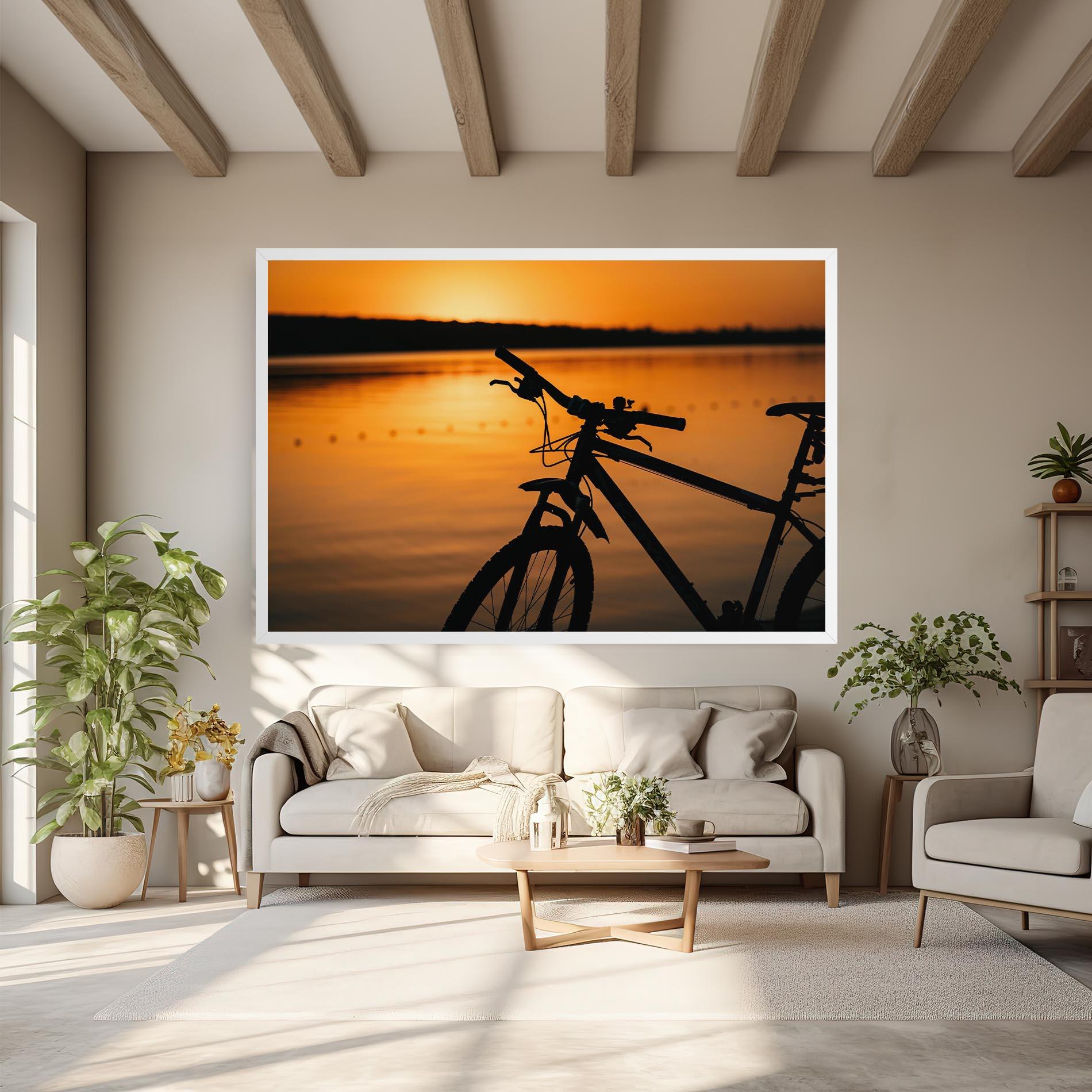 Vászonkép Sunset Lake Bike mockup 6