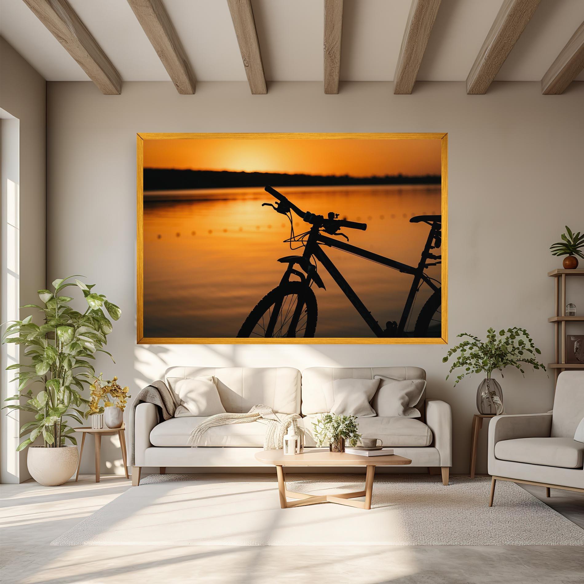 Vászonkép Sunset Lake Bike mockup 6