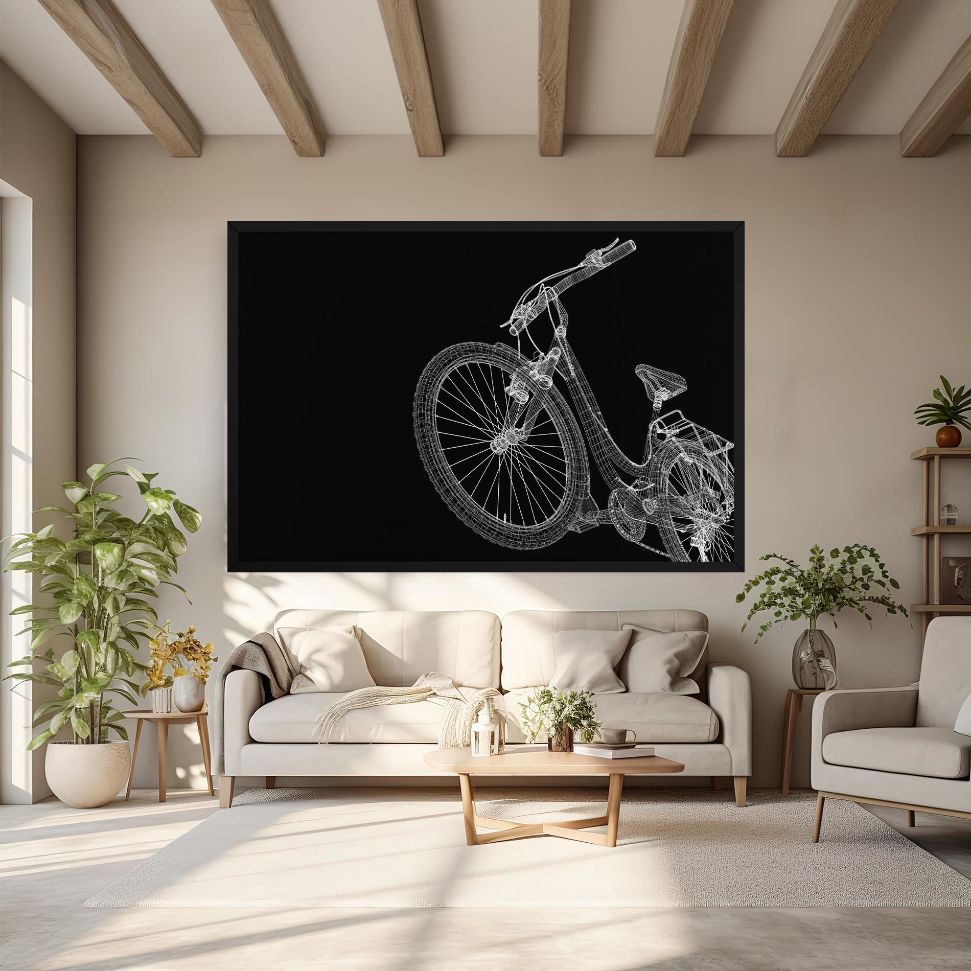 Vászonkép 3d Bike Model On Black mockup 6